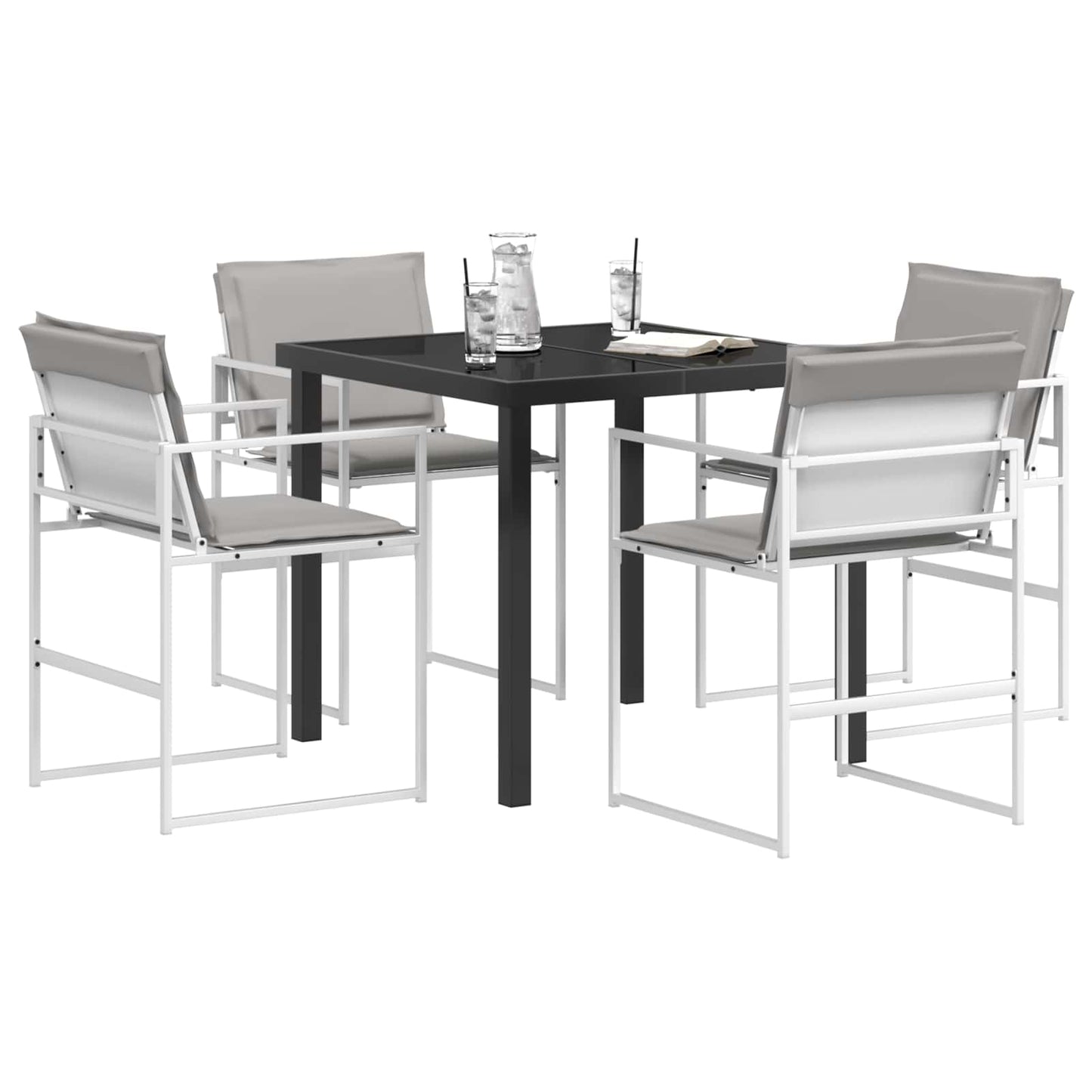 Tuin eettafelset 5 pcs Wit en Lichtgrijs 80 x 80 x 73 cm is nu te koop bij PeponiXL, paradijselijk wonen!