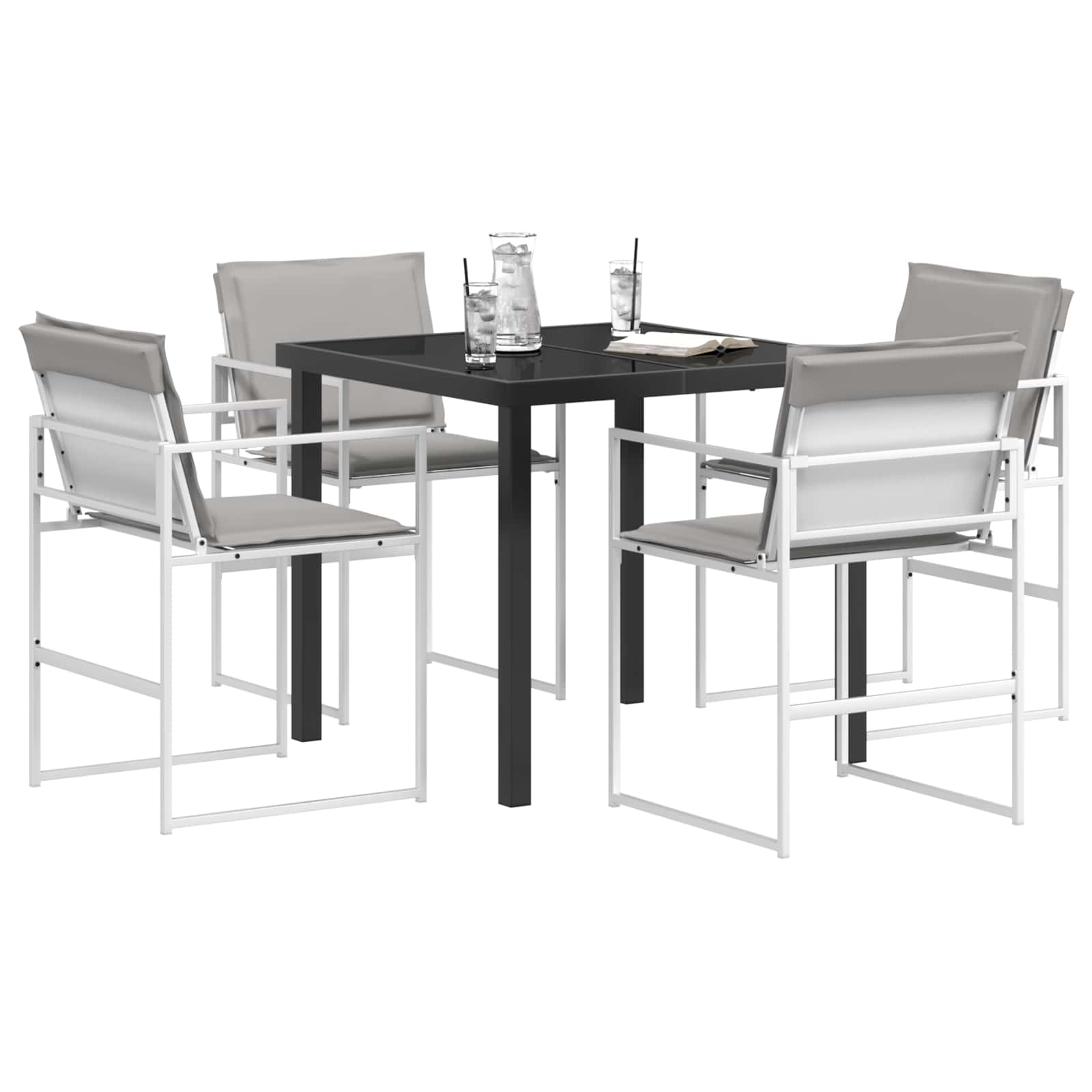 Tuin eettafelset 5 pcs Wit en Lichtgrijs 80 x 80 x 73 cm is nu te koop bij PeponiXL, paradijselijk wonen!