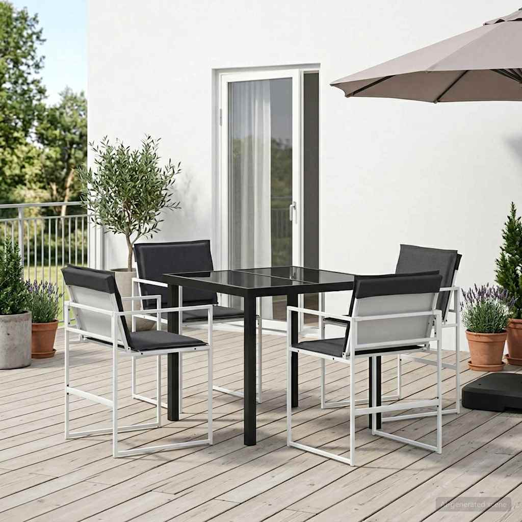 Tuin eettafelset 5 pcs Wit en antracietkleurig 80 x 80 x 73 cm is nu te koop bij PeponiXL, paradijselijk wonen!