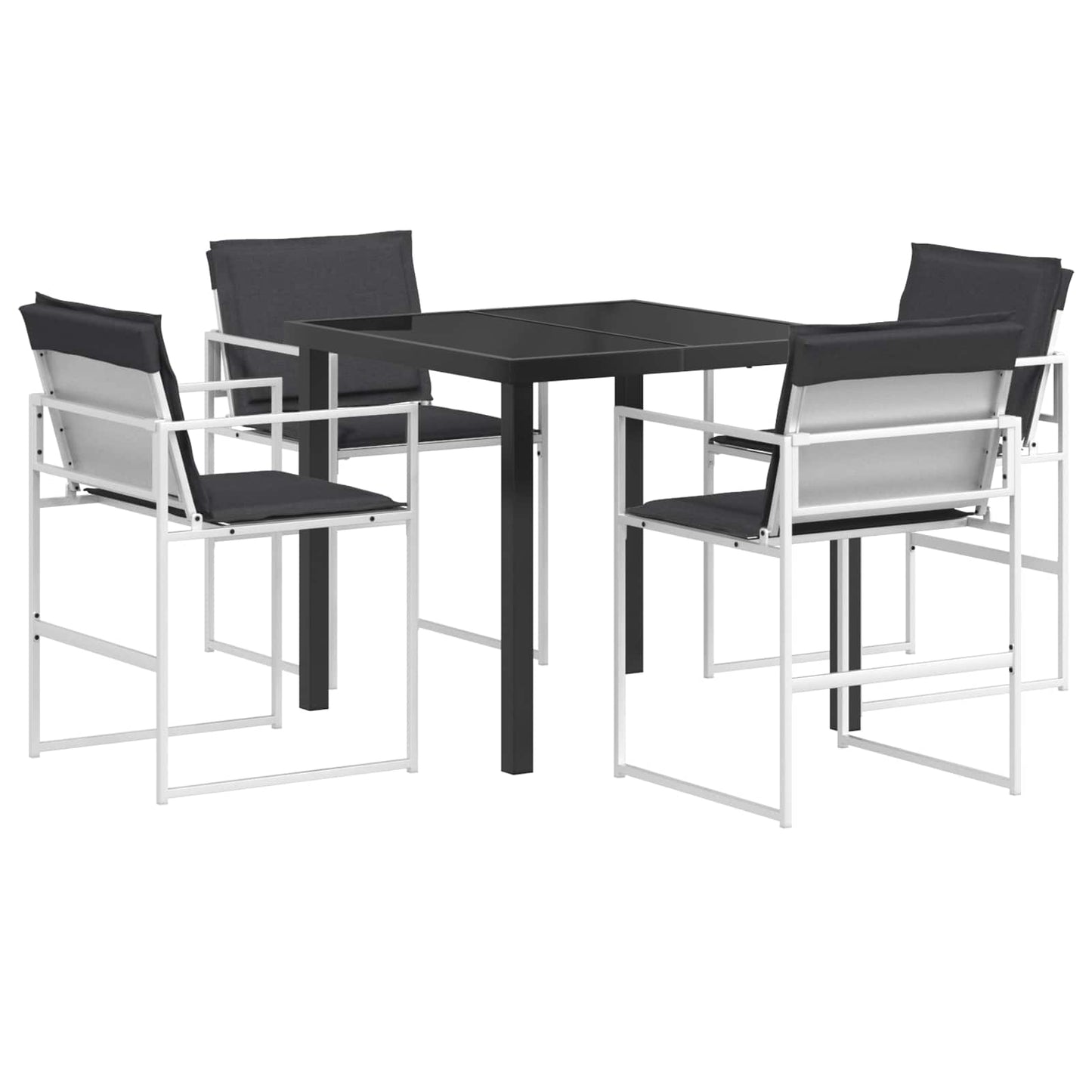 Tuin eettafelset 5 pcs Wit en antracietkleurig 80 x 80 x 73 cm is nu te koop bij PeponiXL, paradijselijk wonen!