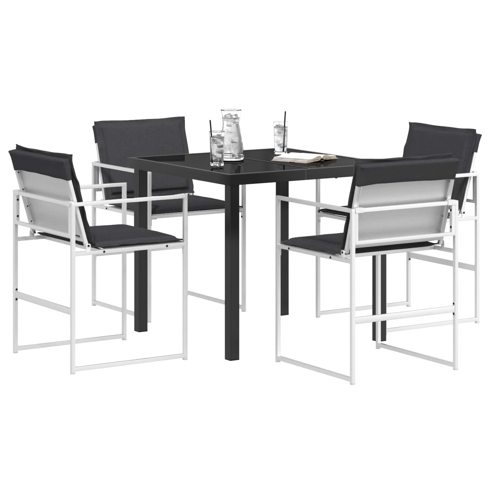 Tuin eettafelset 5 pcs Wit en antracietkleurig 80 x 80 x 73 cm is nu te koop bij PeponiXL, paradijselijk wonen!