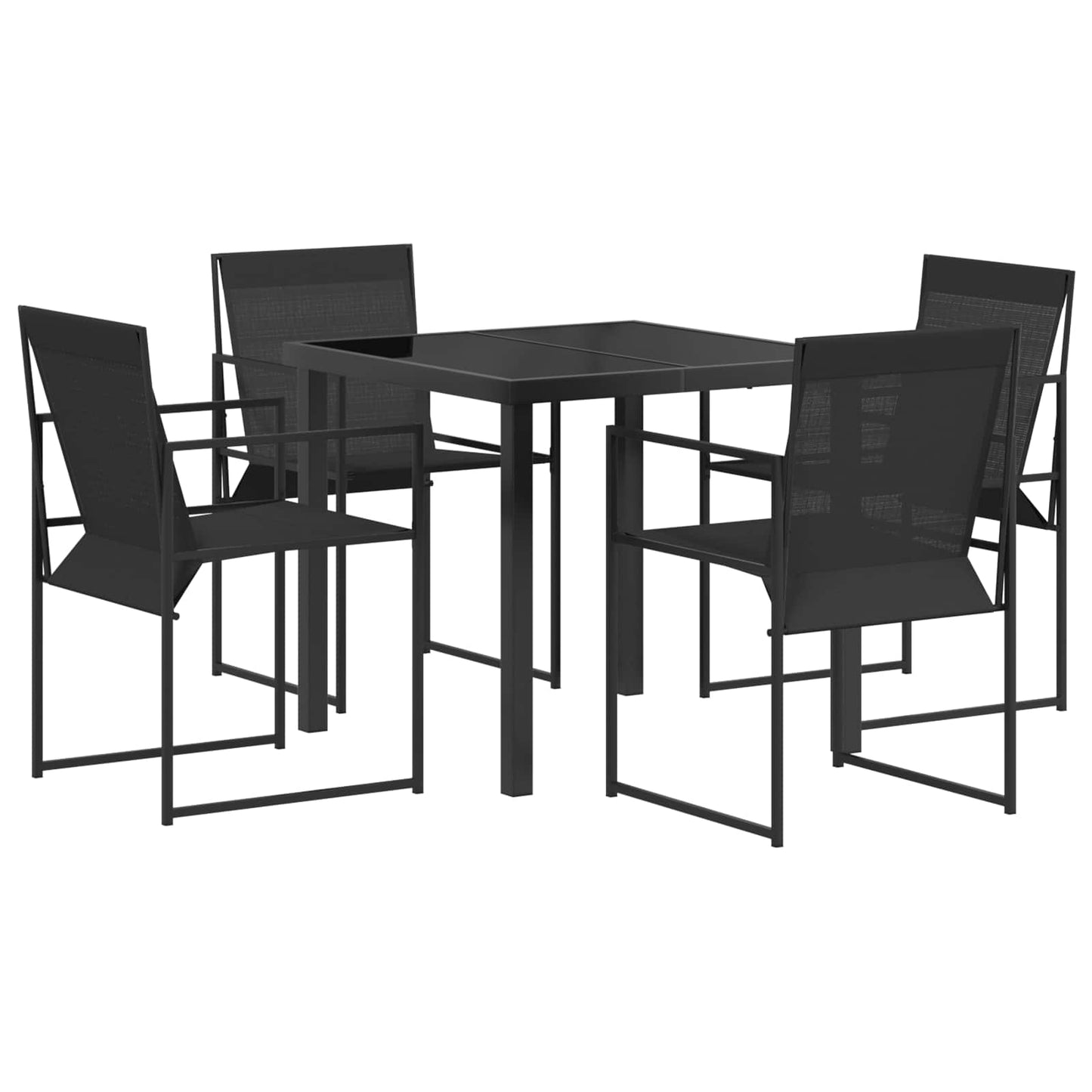 Tuin eettafelset 5 pcs Zwart Textilene en staal is nu te koop bij PeponiXL, paradijselijk wonen!