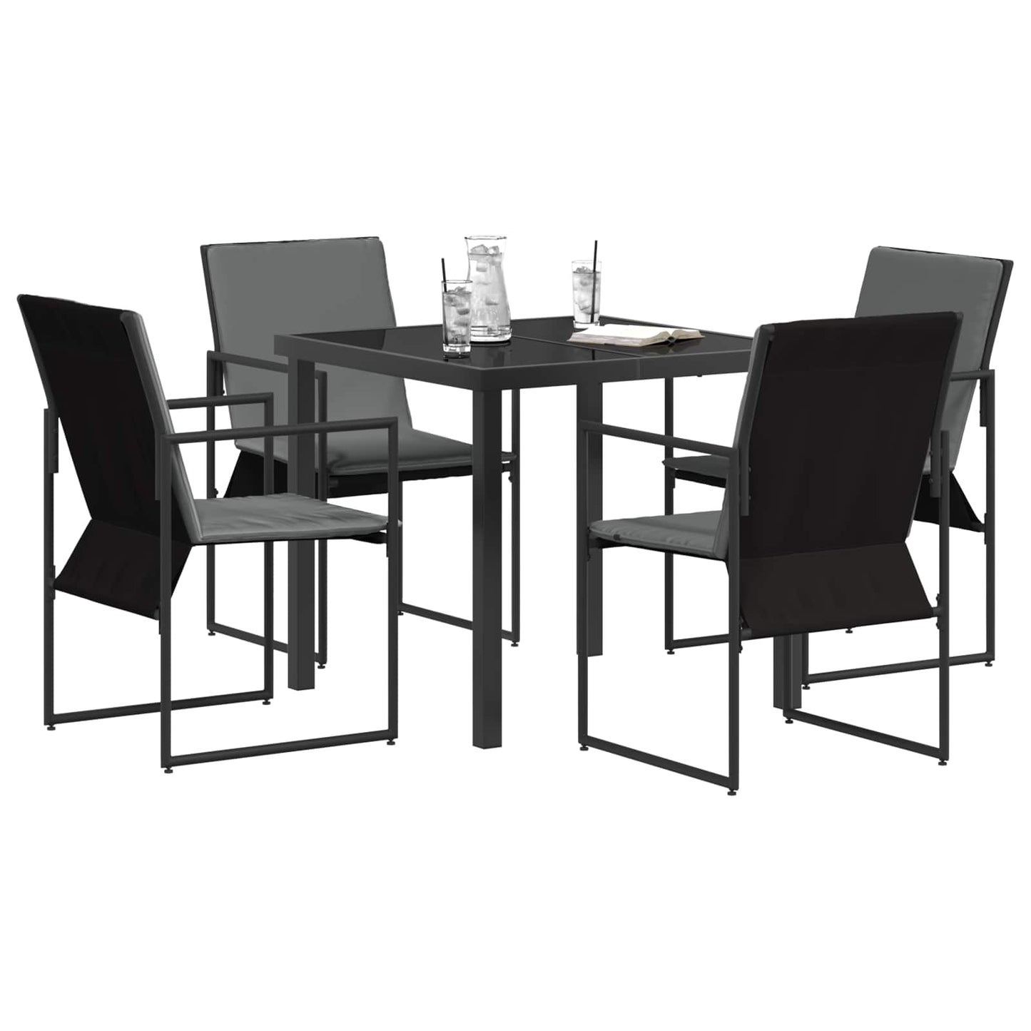 Tuin eettafelset 5 pcs Zwart en Anthraciet 80 x 80 x 73 cm is nu te koop bij PeponiXL, paradijselijk wonen!
