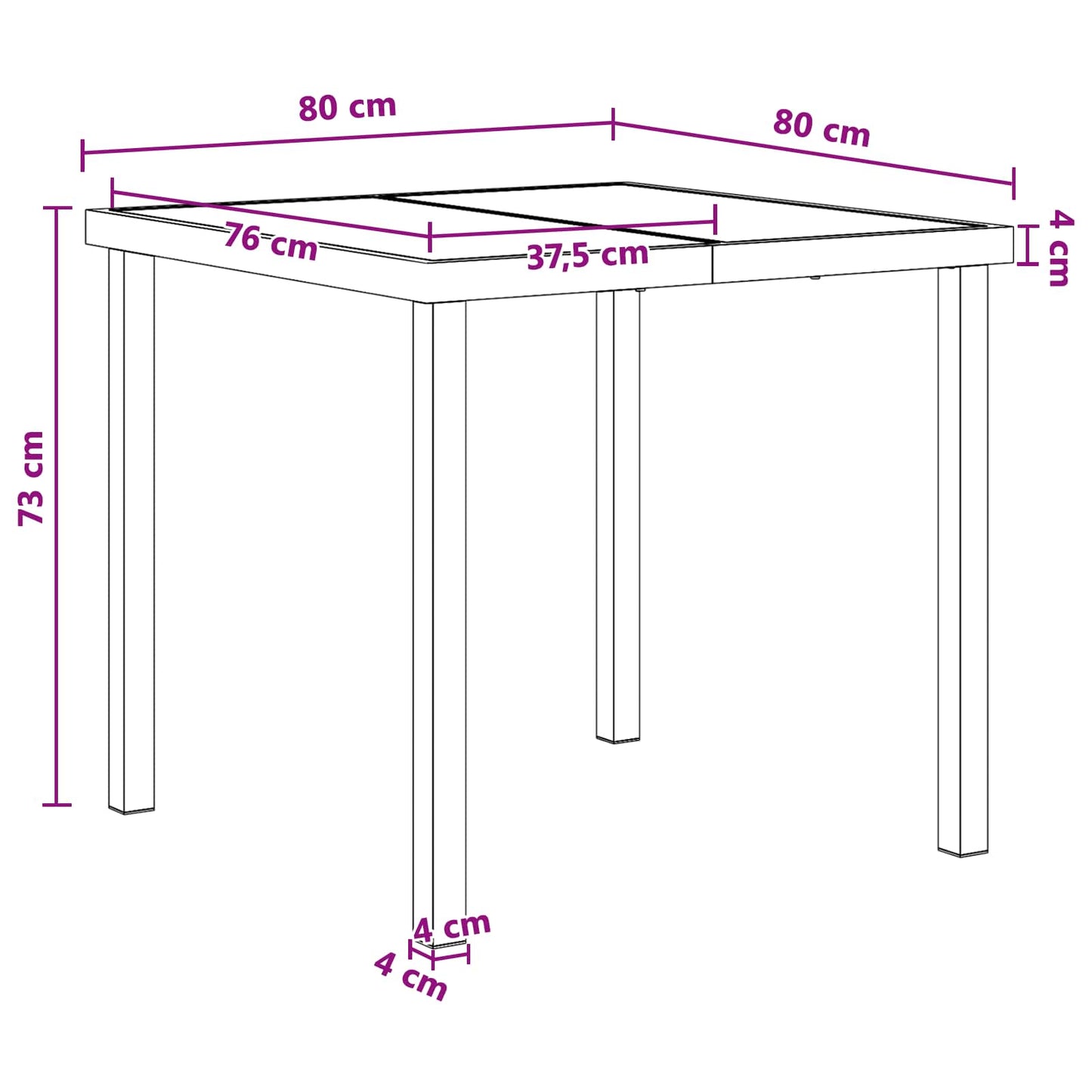 Tuin eettafelset 5 pcs Zwart en Anthraciet 80 x 80 x 73 cm is nu te koop bij PeponiXL, paradijselijk wonen!