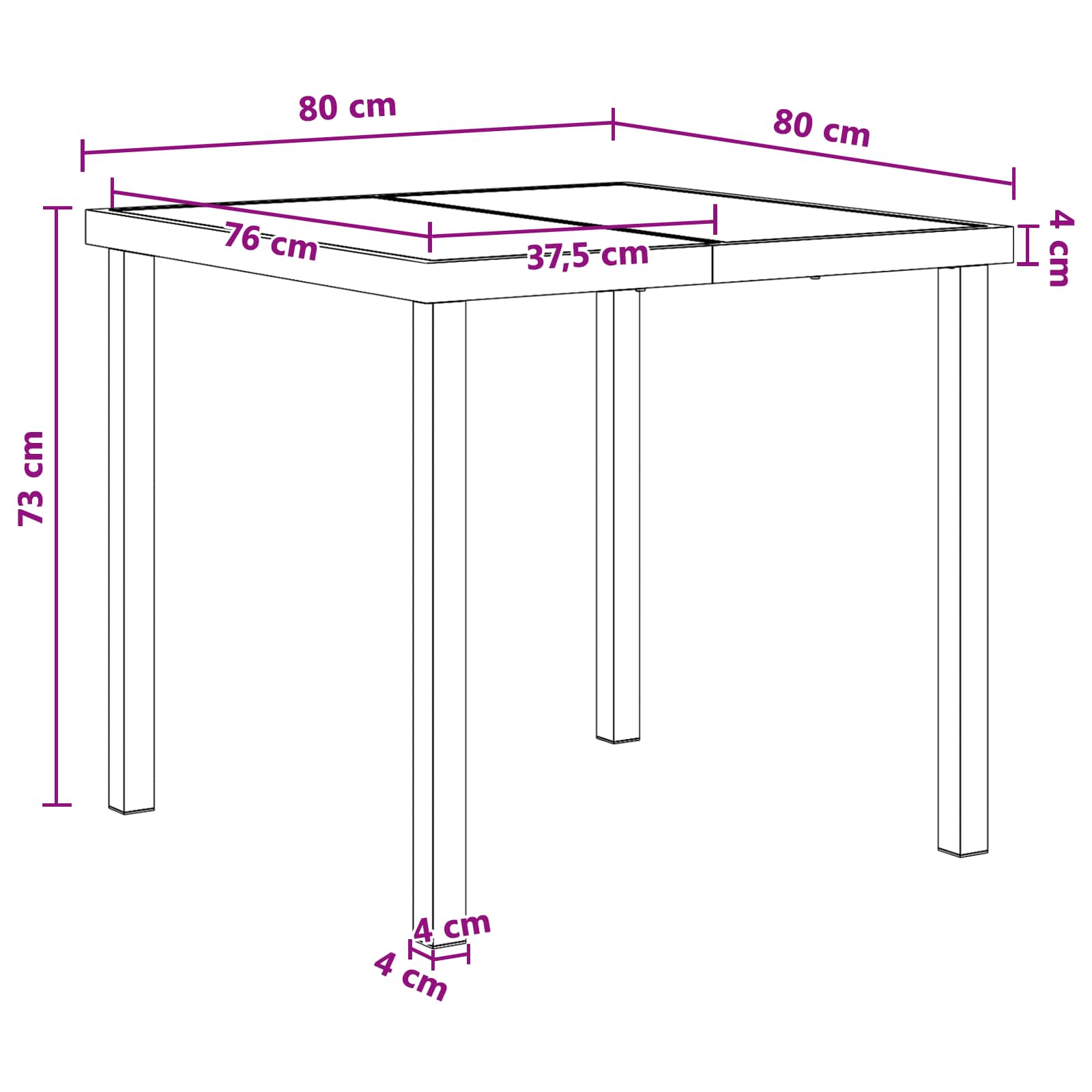 Tuin eettafelset 5 pcs Zwart en Anthraciet 80 x 80 x 73 cm is nu te koop bij PeponiXL, paradijselijk wonen!