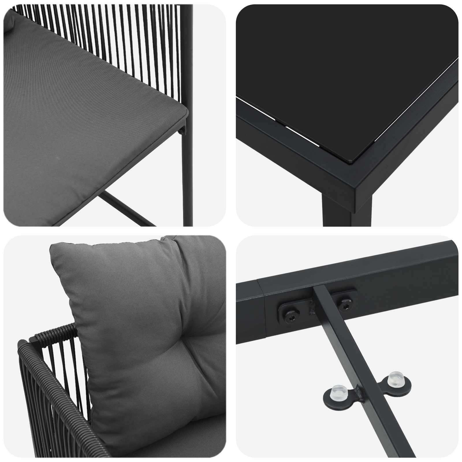 Tuin eettafelset 5 pcs Zwart en Anthraciet 80 x 80 x 73 cm is nu te koop bij PeponiXL, paradijselijk wonen!