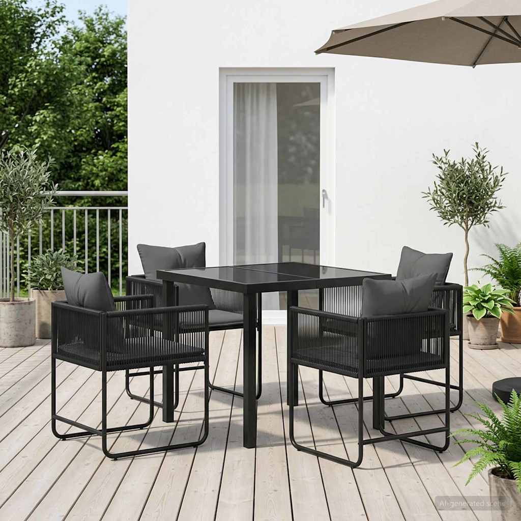 Tuin eettafelset 5 pcs Zwart en Anthraciet 80 x 80 x 73 cm is nu te koop bij PeponiXL, paradijselijk wonen!
