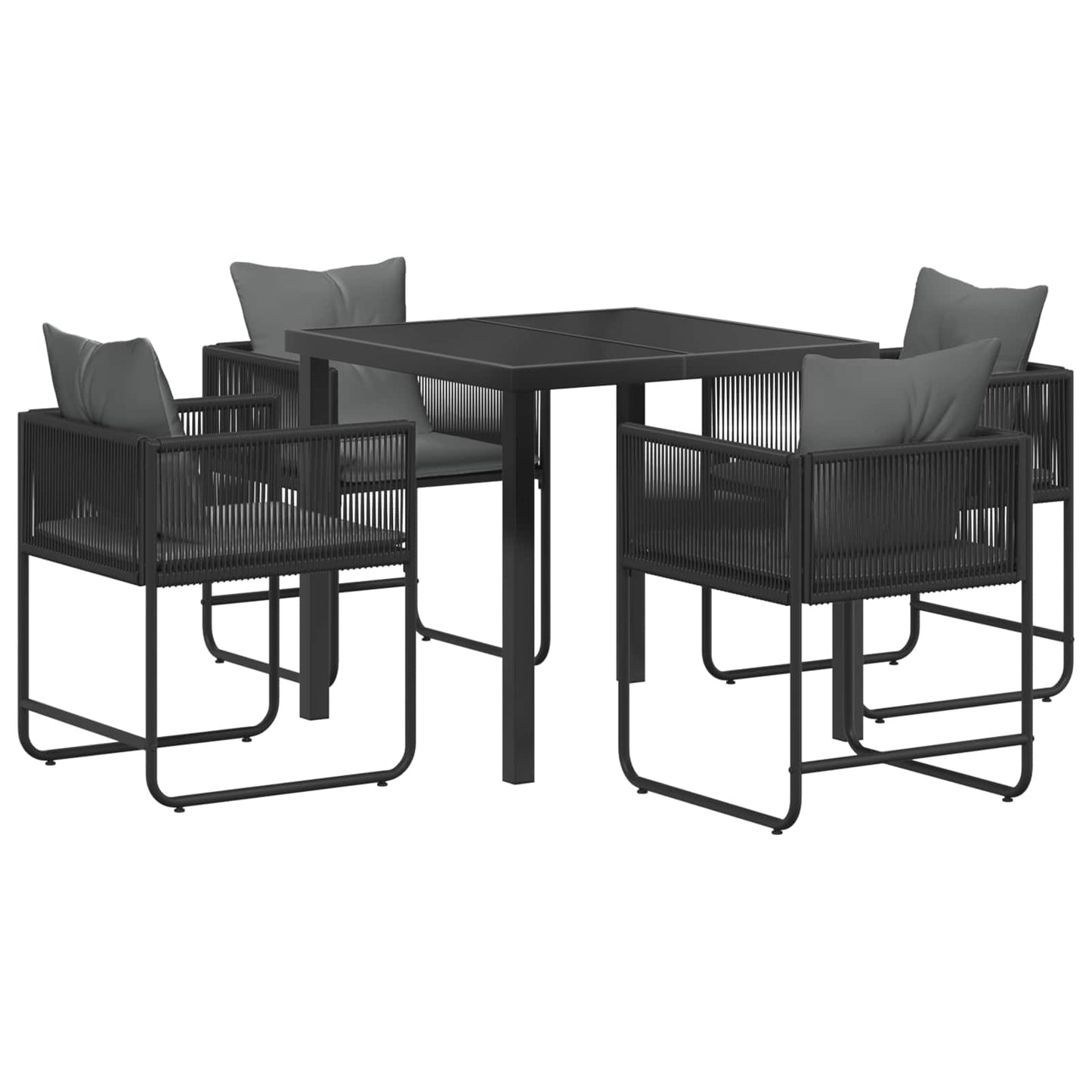 Tuin eettafelset 5 pcs Zwart en Anthraciet 80 x 80 x 73 cm is nu te koop bij PeponiXL, paradijselijk wonen!