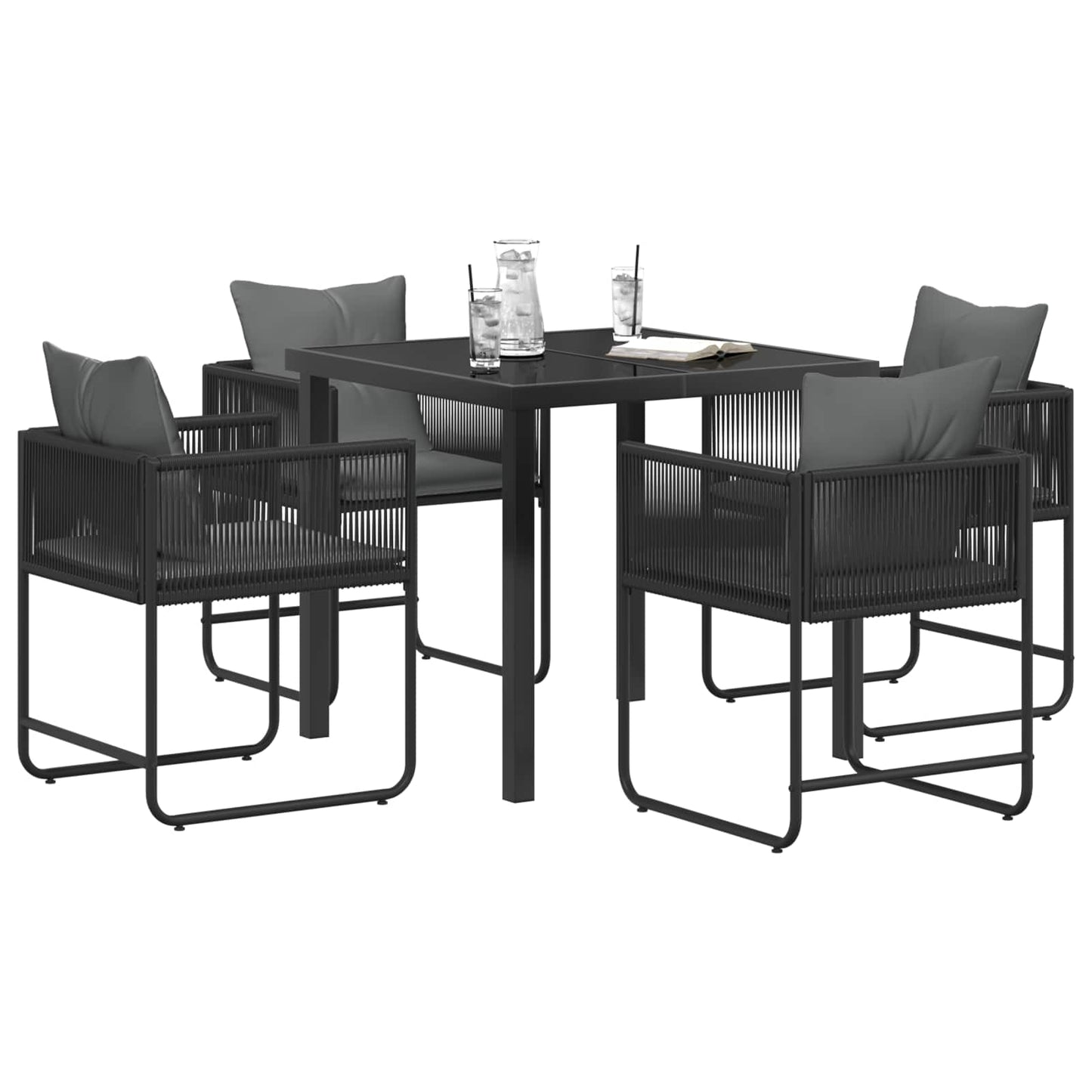 Tuin eettafelset 5 pcs Zwart en Anthraciet 80 x 80 x 73 cm is nu te koop bij PeponiXL, paradijselijk wonen!