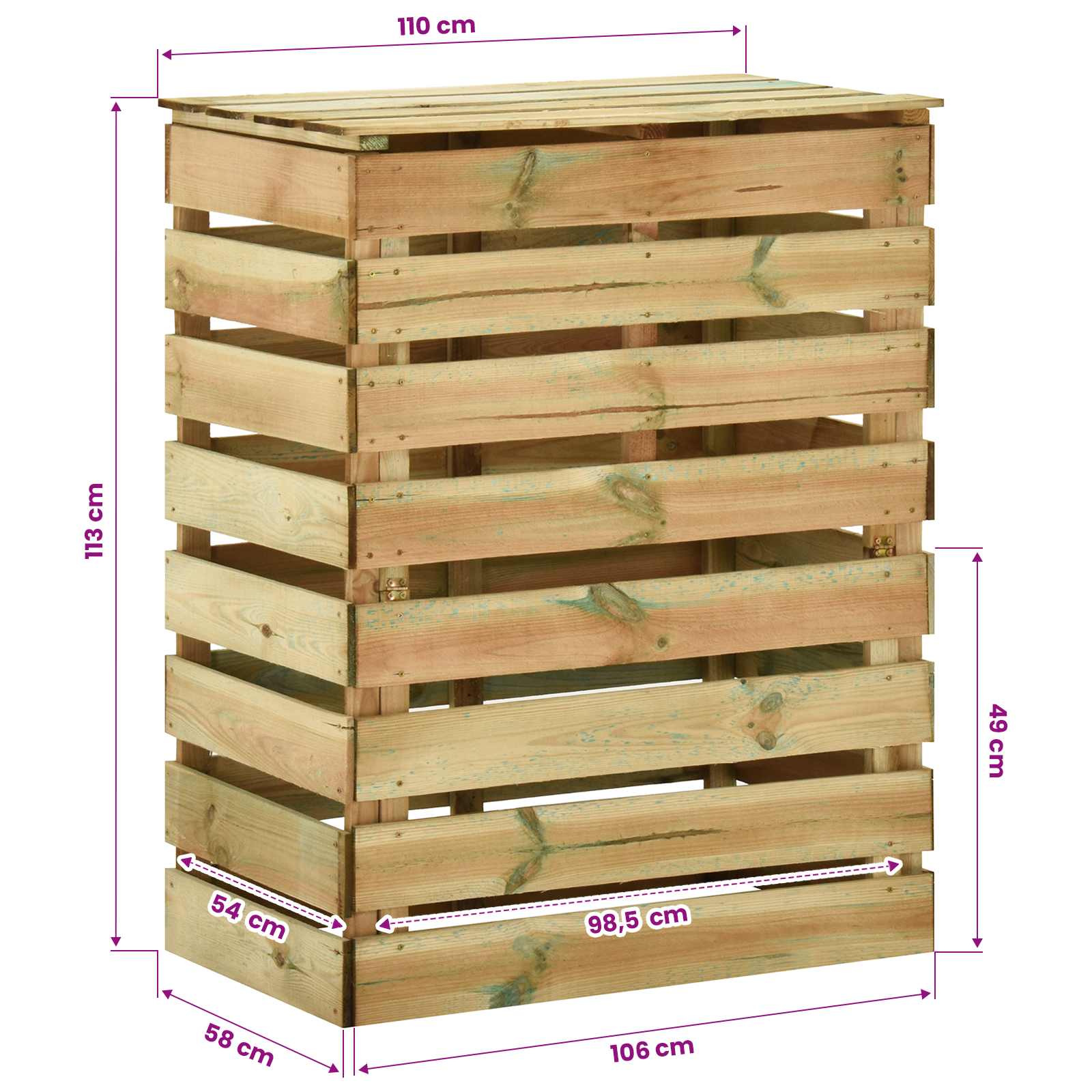 Compostbak met lattenrooster Groen 110 x 58 x 113 cm Massief grenenhout is nu te koop bij PeponiXL, paradijselijk wonen!
