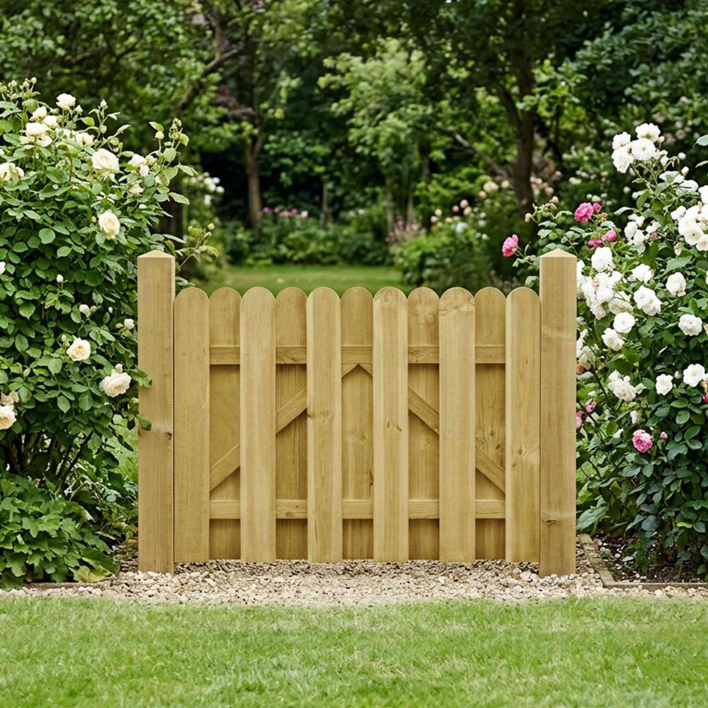 Tuinpoort 100 x 75 cm Massief grenenhout Groen is nu te koop bij PeponiXL, paradijselijk wonen!