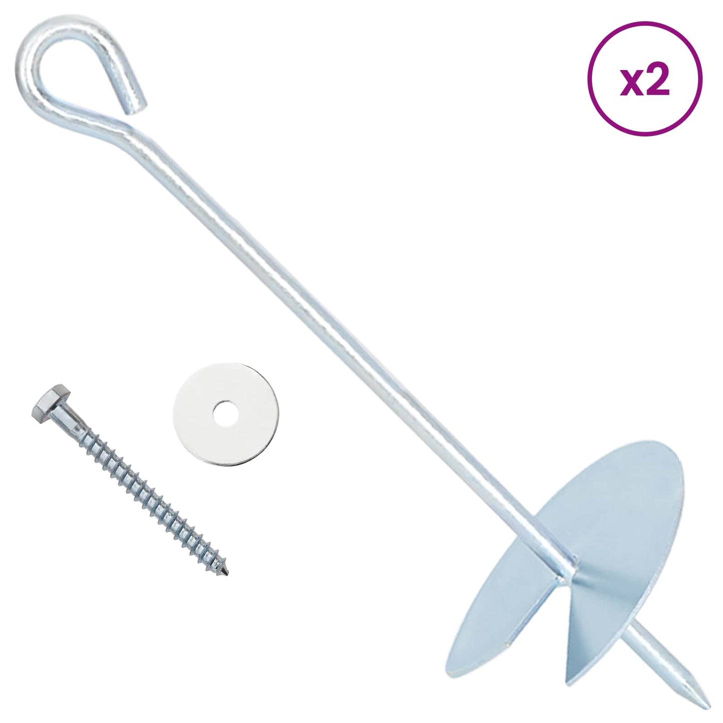 Aardeankers 2 pcs Zilverkleurig Ø10 x 30 cm is nu te koop bij PeponiXL, paradijselijk wonen!