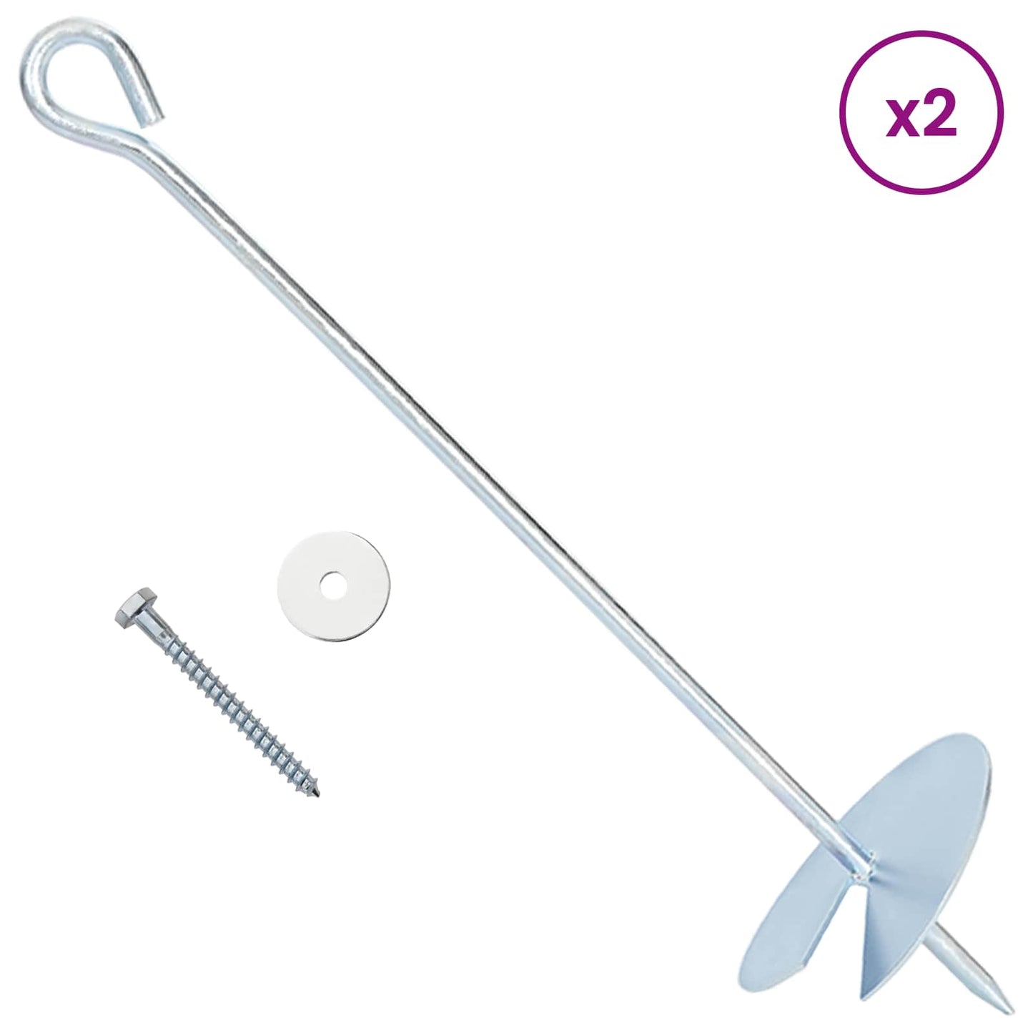 Aardeankers 2 pcs Zilverkleurig Ø10 x 40 cm is nu te koop bij PeponiXL, paradijselijk wonen!