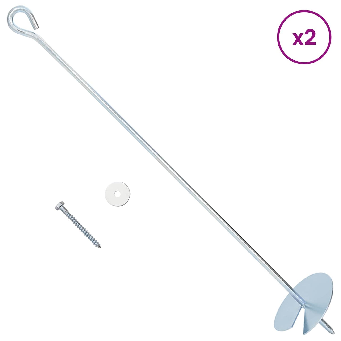 Aardeankers 2 pcs Zilverkleurig Ø10 x 60 cm is nu te koop bij PeponiXL, paradijselijk wonen!