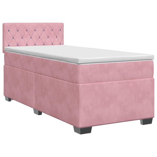 Boxspringbed met matras met hoofdeinde Roze 90 x 190 cm Fluweel is nu te koop bij PeponiXL, paradijselijk wonen!