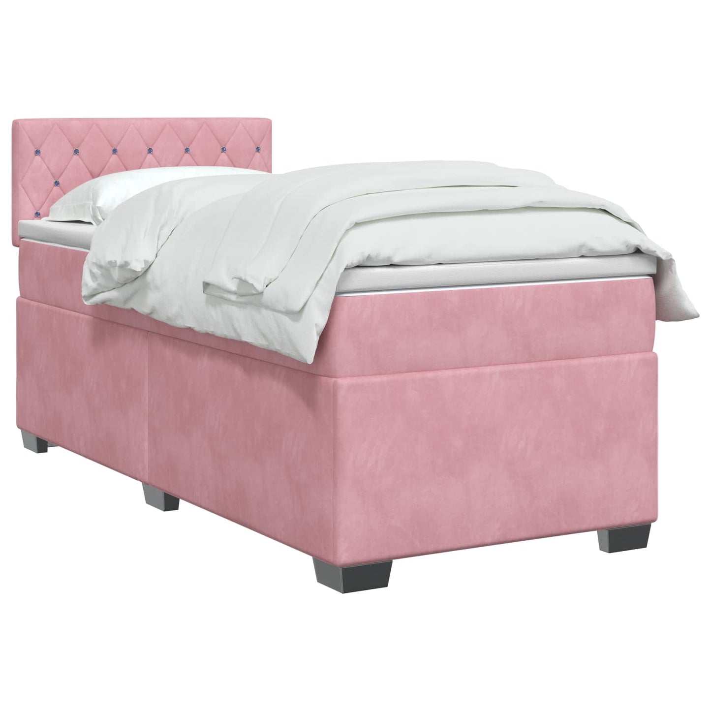 Boxspringbed met matras met hoofdeinde Roze 90 x 190 cm Fluweel