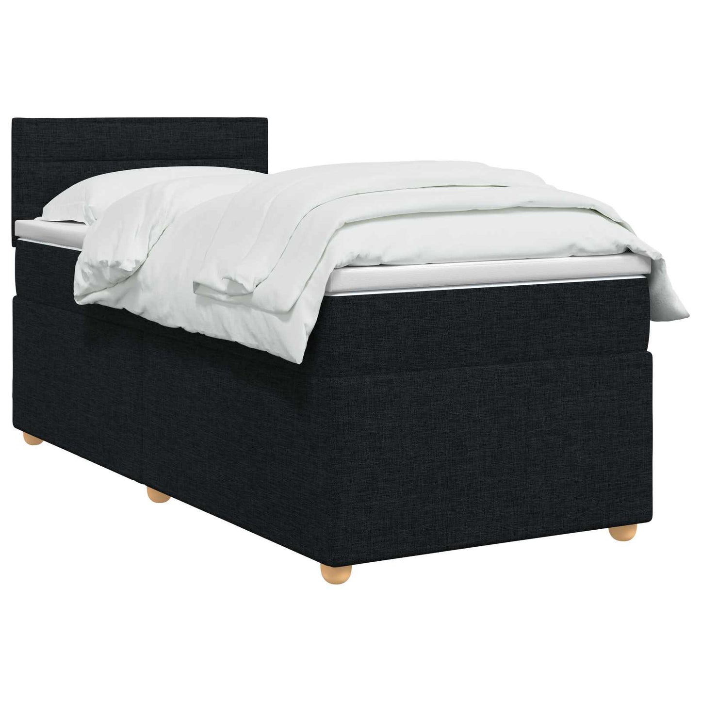 Boxspringbed met matras met hoofdeinde Zwart 90 x 200 cm Stof