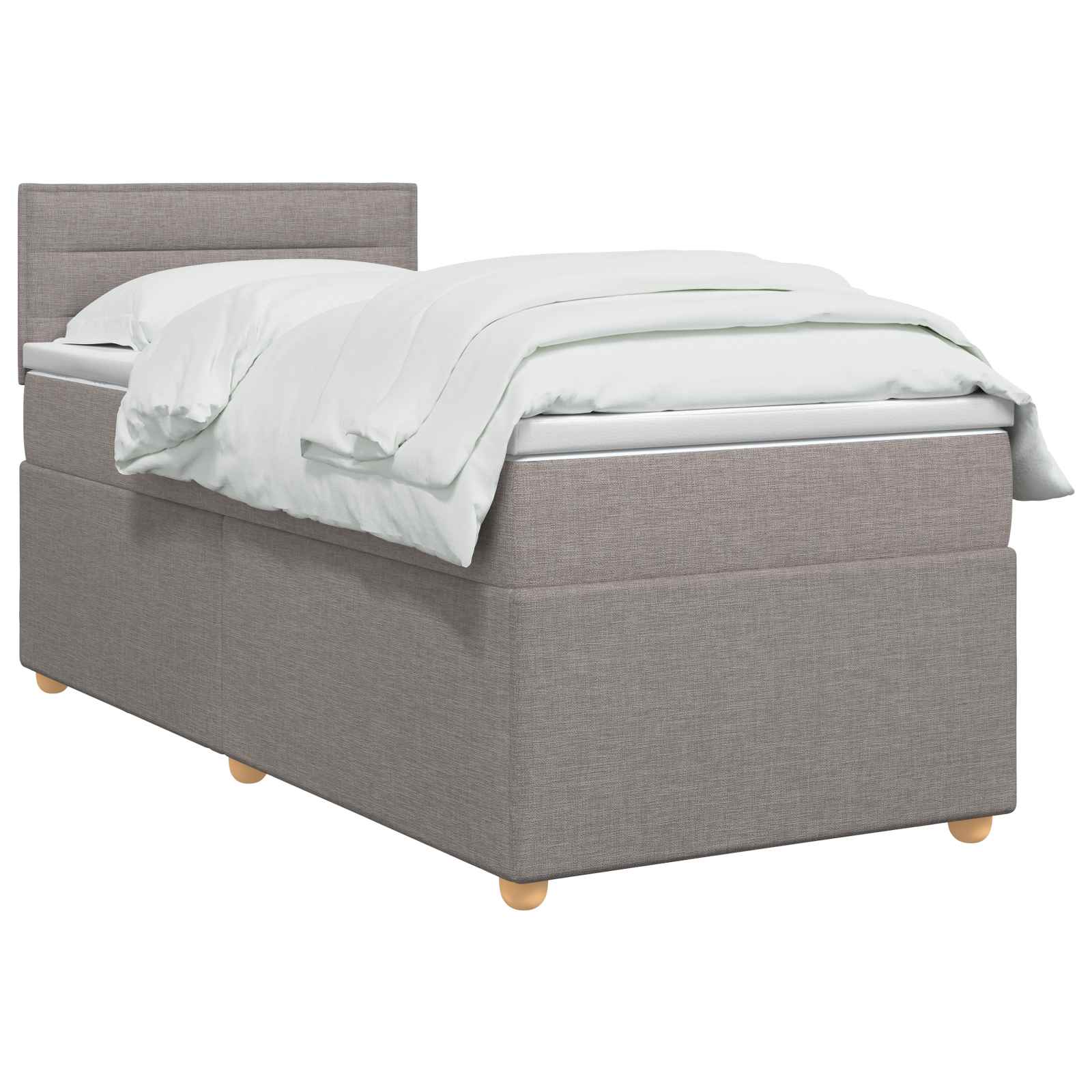 Boxspringbed met matras met hoofdeinde Taupe 90 x 200 cm Stof is nu te koop bij PeponiXL, paradijselijk wonen!