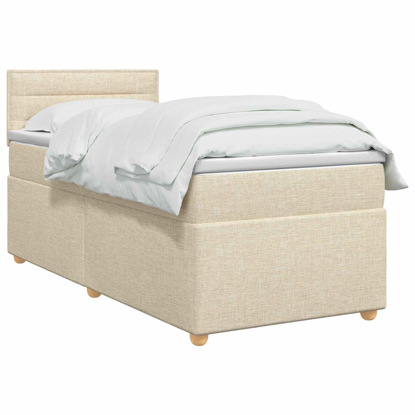 Boxspringbed met matras Crèmekleurig 90 x 200 cm Stof