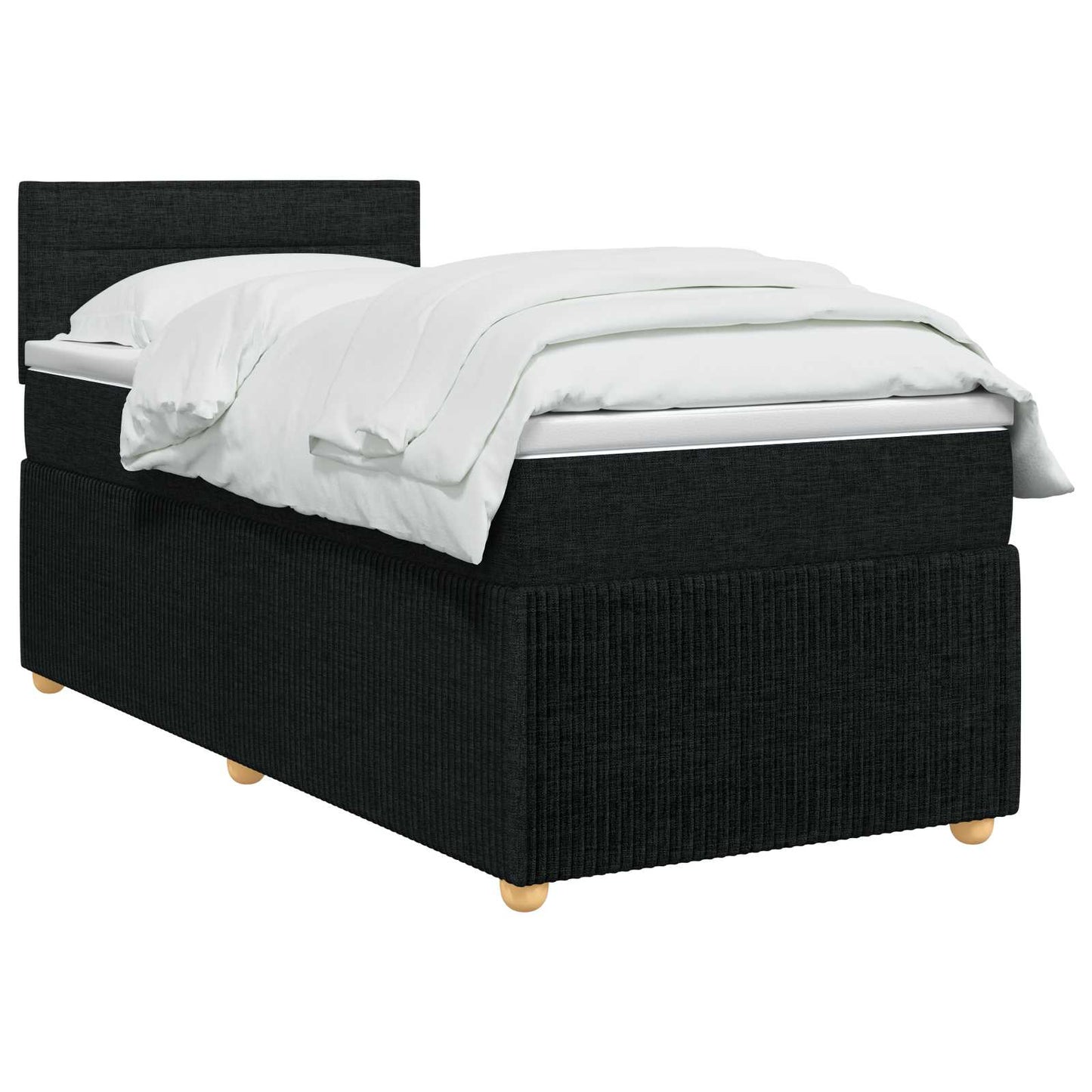 Boxspringbed met matras met hoofdeinde Zwart 90 x 200 cm Stof