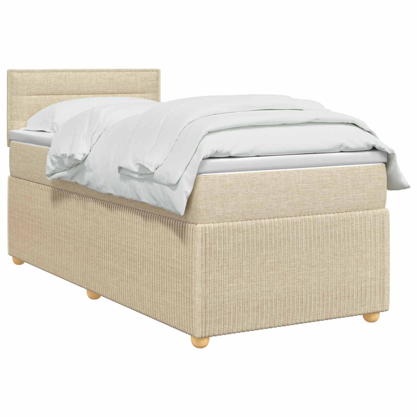 Boxspringbed met matras Crèmekleurig 90 x 200 cm Stof