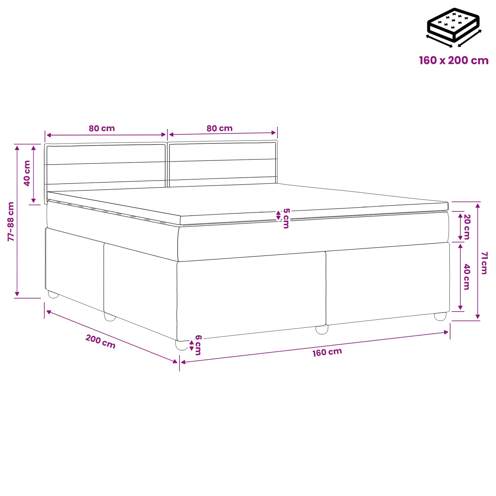 Boxspringbed met matras met hoofdeinde Taupe 160 x 200 cm Stof is nu te koop bij PeponiXL, paradijselijk wonen!