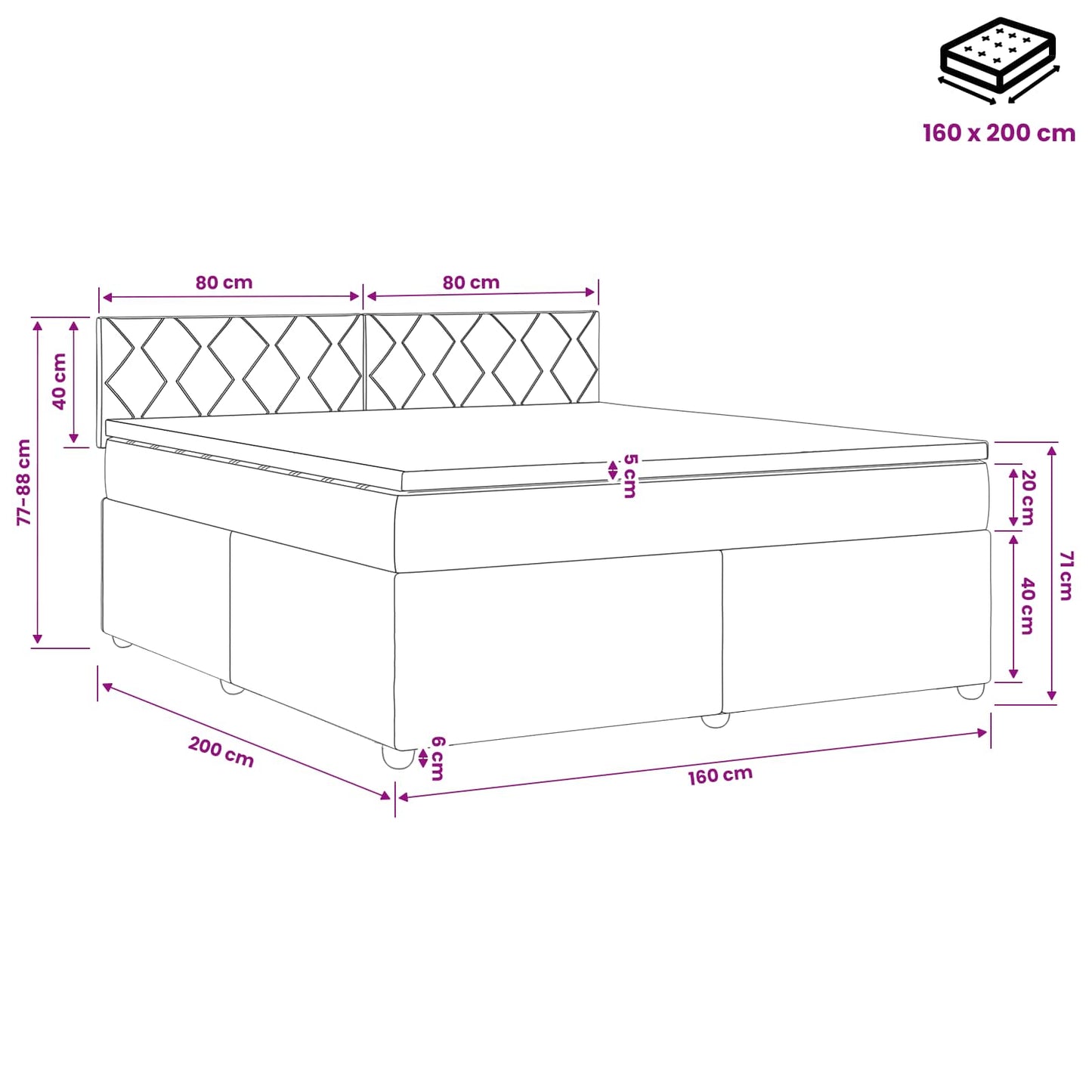Boxspringbed met matras met hoofdeinde Taupe 160 x 200 cm Stof is nu te koop bij PeponiXL, paradijselijk wonen!