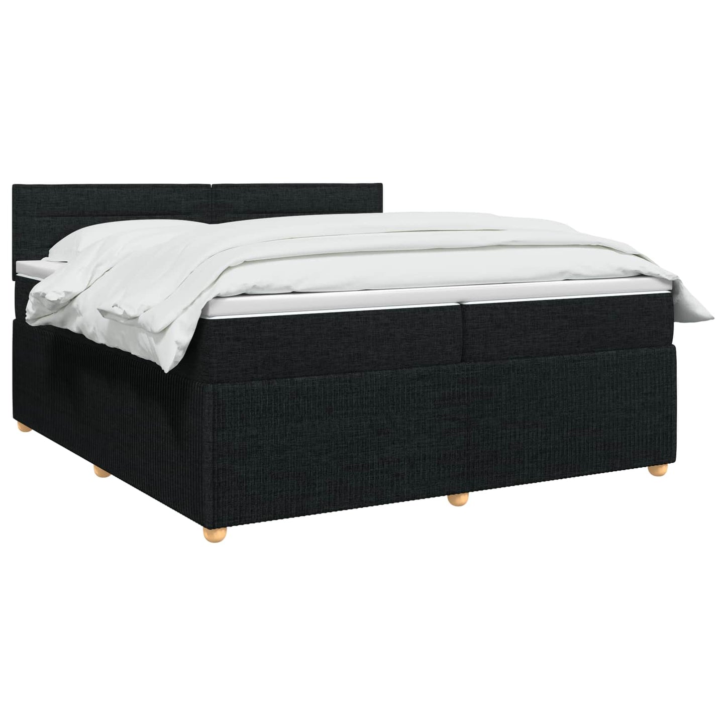 Boxspringbed met matras met hoofdeinde Zwart 200 x 200 cm Stof is nu te koop bij PeponiXL, paradijselijk wonen!