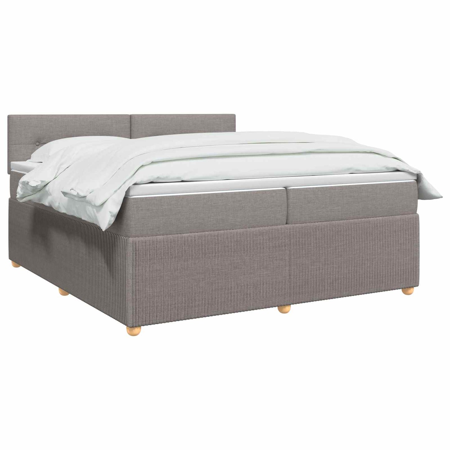 Boxspringbed met matras met hoofdeinde Taupe 200 x 200 cm Stof is nu te koop bij PeponiXL, paradijselijk wonen!