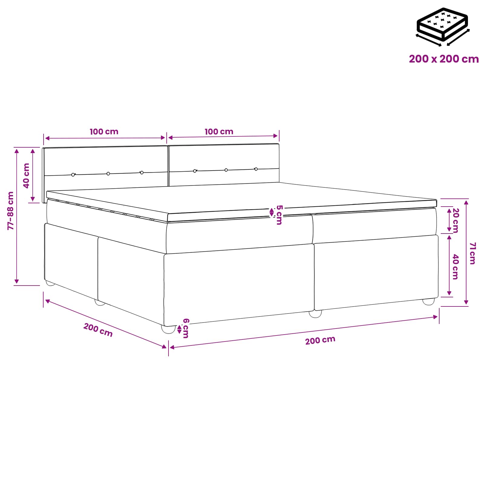 Boxspringbed met matras met hoofdeinde Taupe 200 x 200 cm Stof is nu te koop bij PeponiXL, paradijselijk wonen!