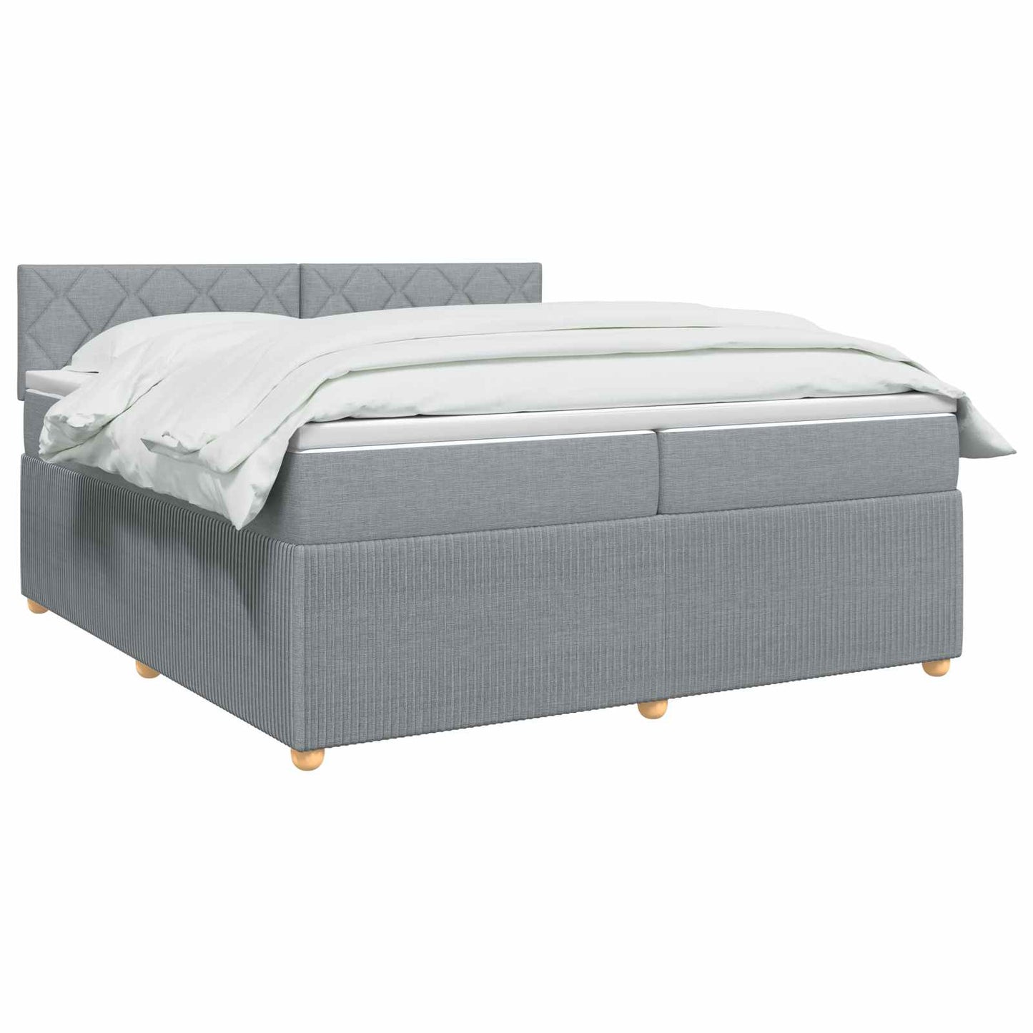 Boxspringbed met matras Lichtgrijs 200 x 200 cm Stof
