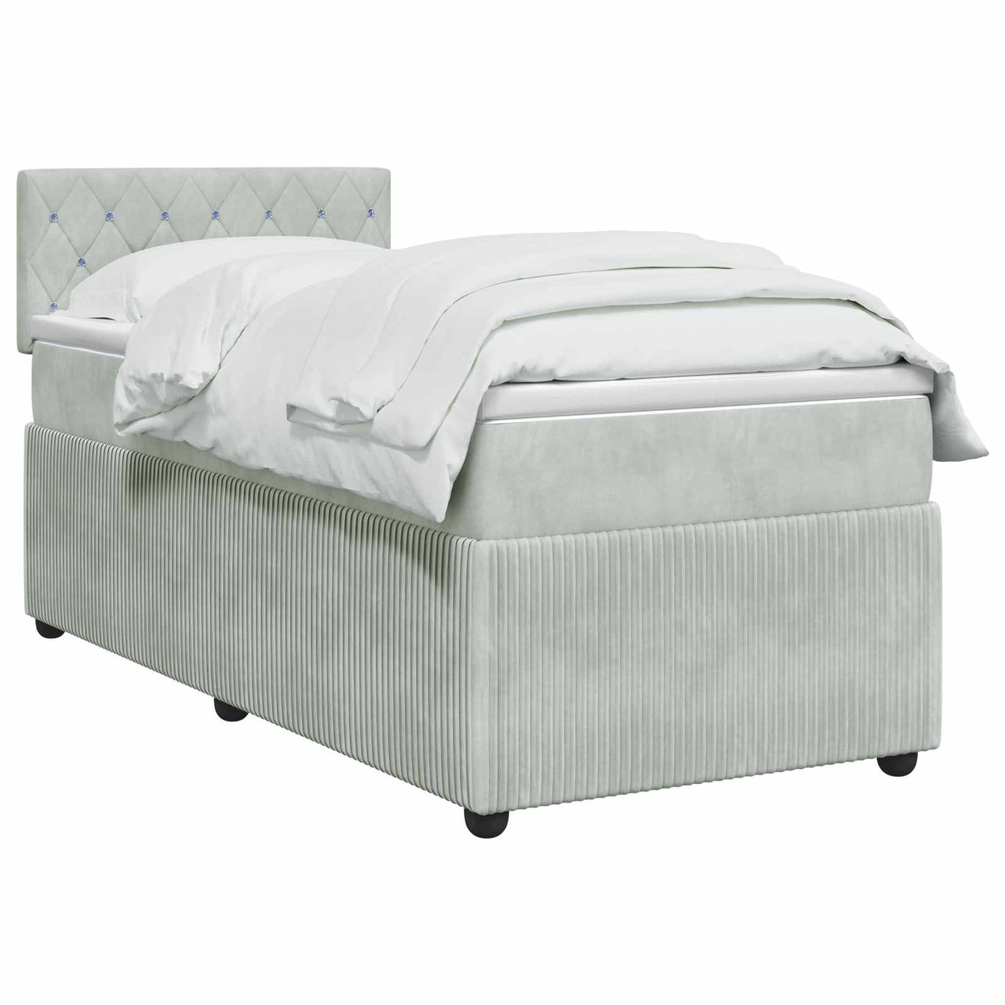 Boxspringbed met matras Lichtgrijs 80 x 200 cm Fluweel