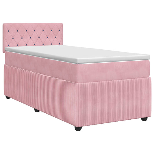 Boxspringbed met matras met hoofdeinde Roze 90 x 190 cm Fluweel is nu te koop bij PeponiXL, paradijselijk wonen!