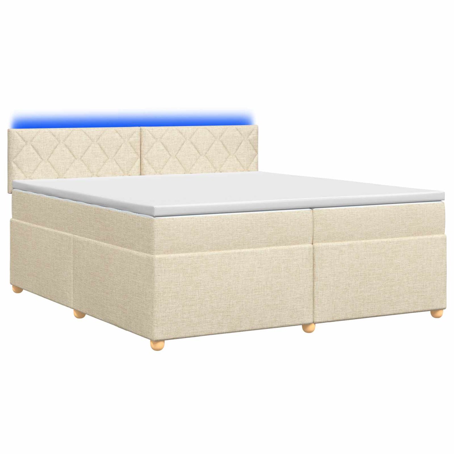 Boxspringbed met matras Crèmekleurig 200 x 200 cm Stof is nu te koop bij PeponiXL, paradijselijk wonen!