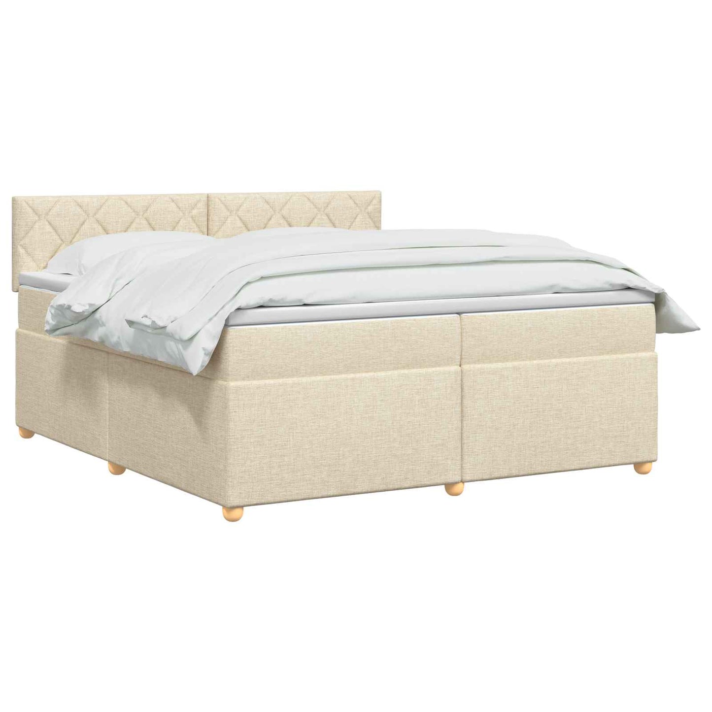 Boxspringbed met matras Crèmekleurig 200 x 200 cm Stof is nu te koop bij PeponiXL, paradijselijk wonen!