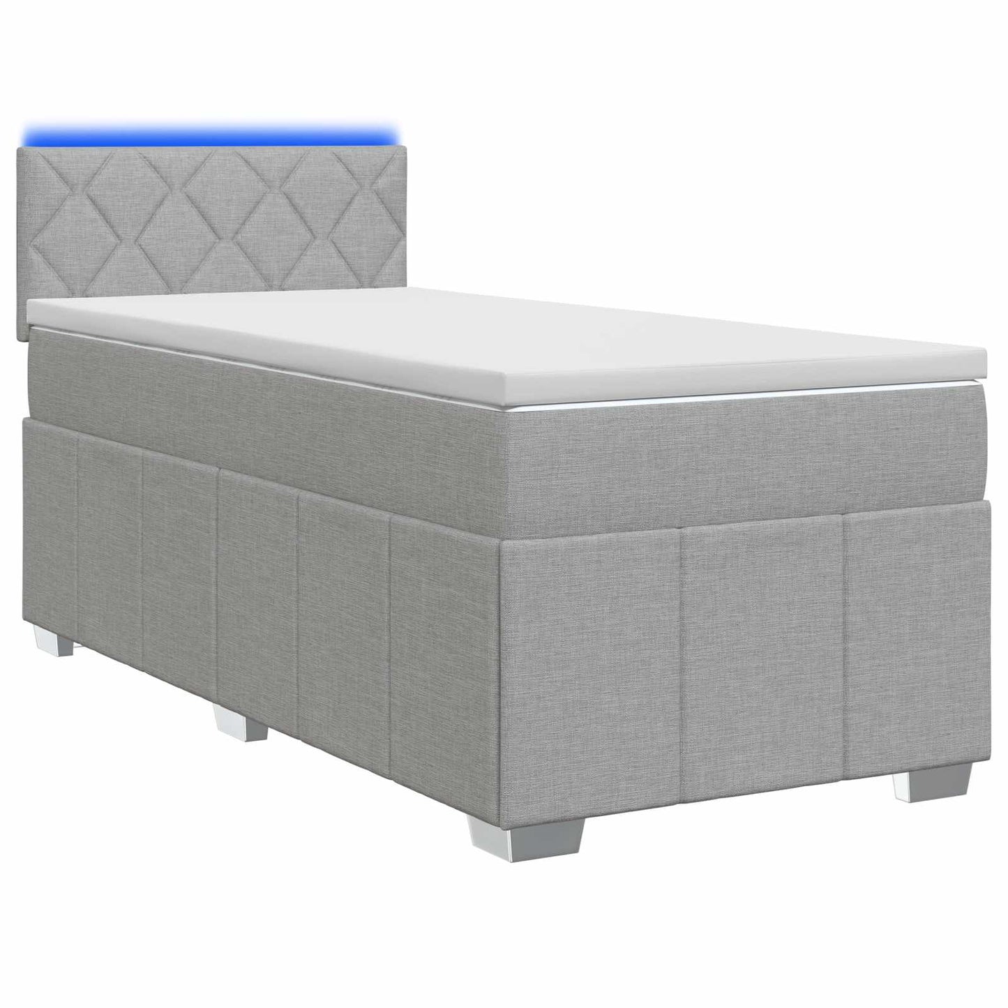 Boxspringbed met matras Lichtgrijs 90 x 200 cm Stof