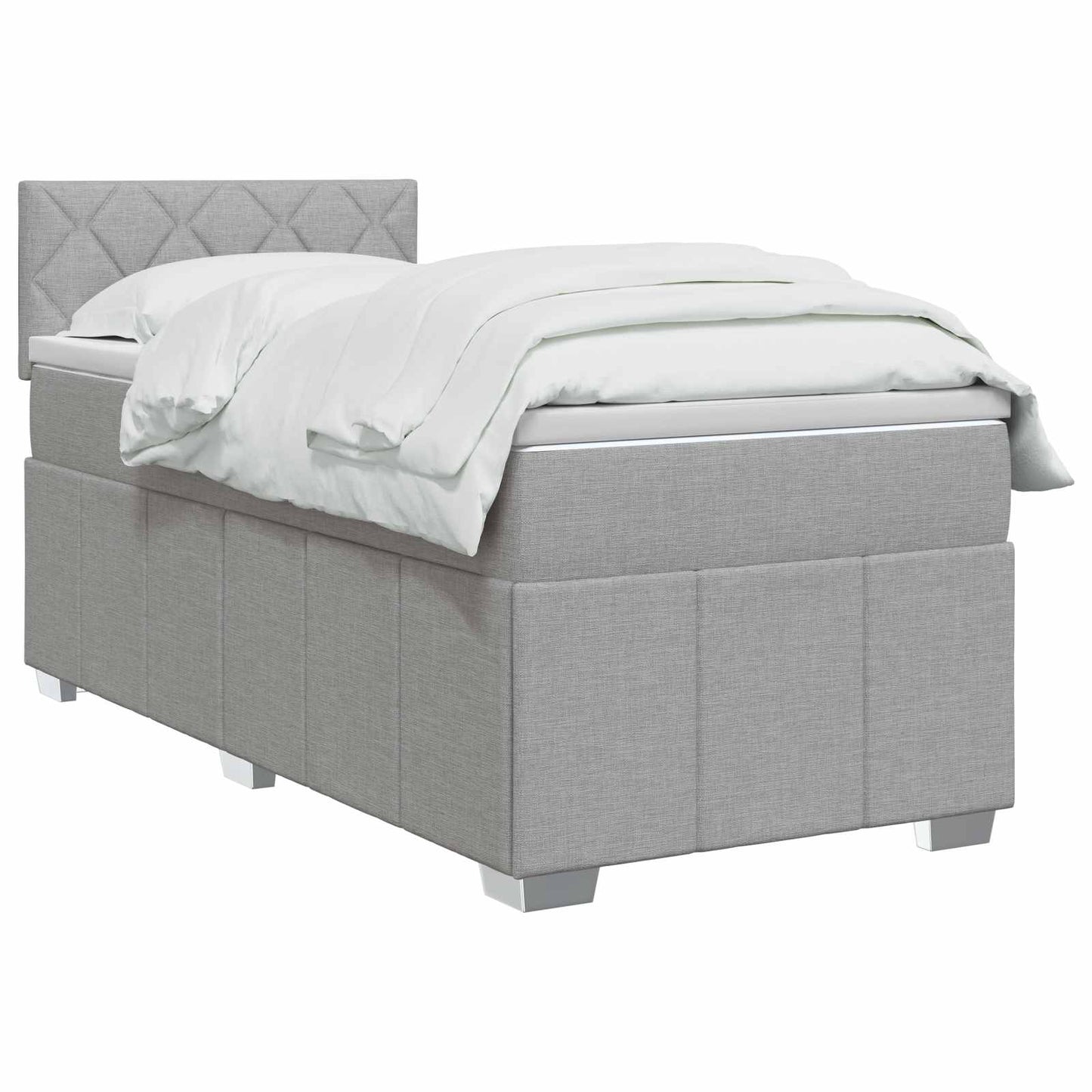 Boxspringbed met matras Lichtgrijs 90 x 200 cm Stof