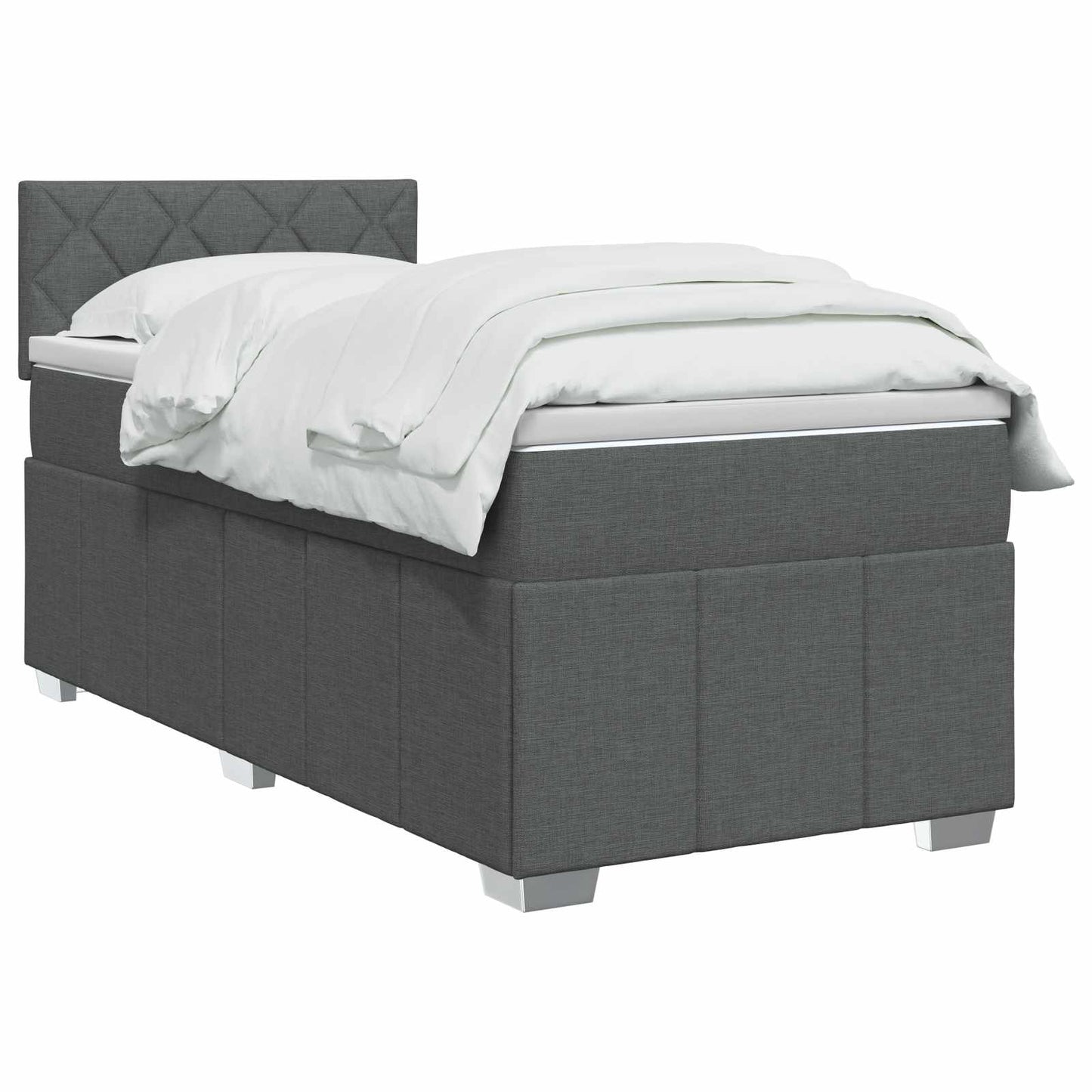 Boxspringbed met matras Donkergrijs 90 x 200 cm Stof