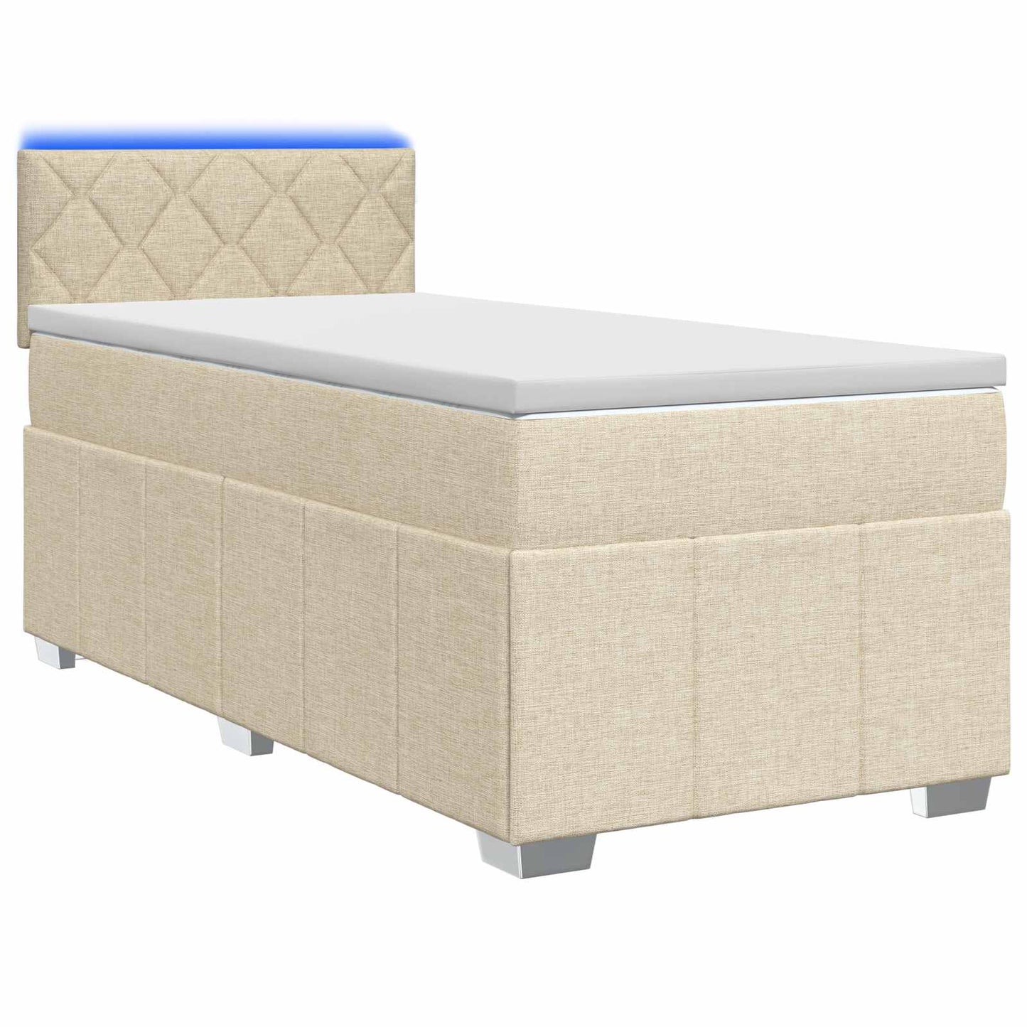 Boxspringbed met matras Crèmekleurig 90 x 200 cm Stof