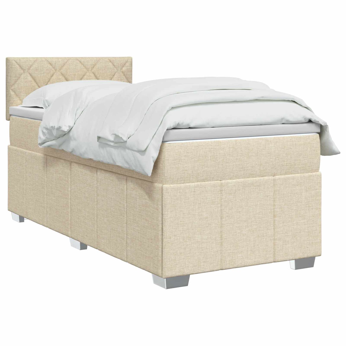 Boxspringbed met matras Crèmekleurig 90 x 200 cm Stof