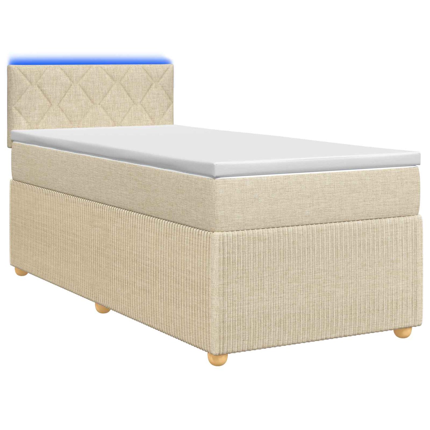 Boxspringbed met matras Crèmekleurig 90 x 200 cm Stof