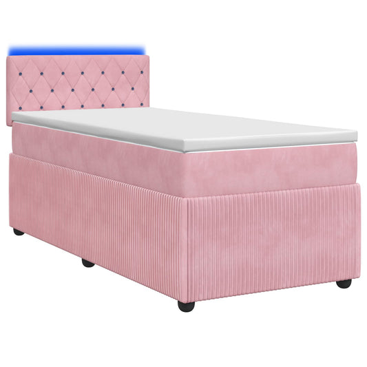 Boxspringbed met matras met hoofdeinde Roze 90 x 190 cm Fluweel is nu te koop bij PeponiXL, paradijselijk wonen!