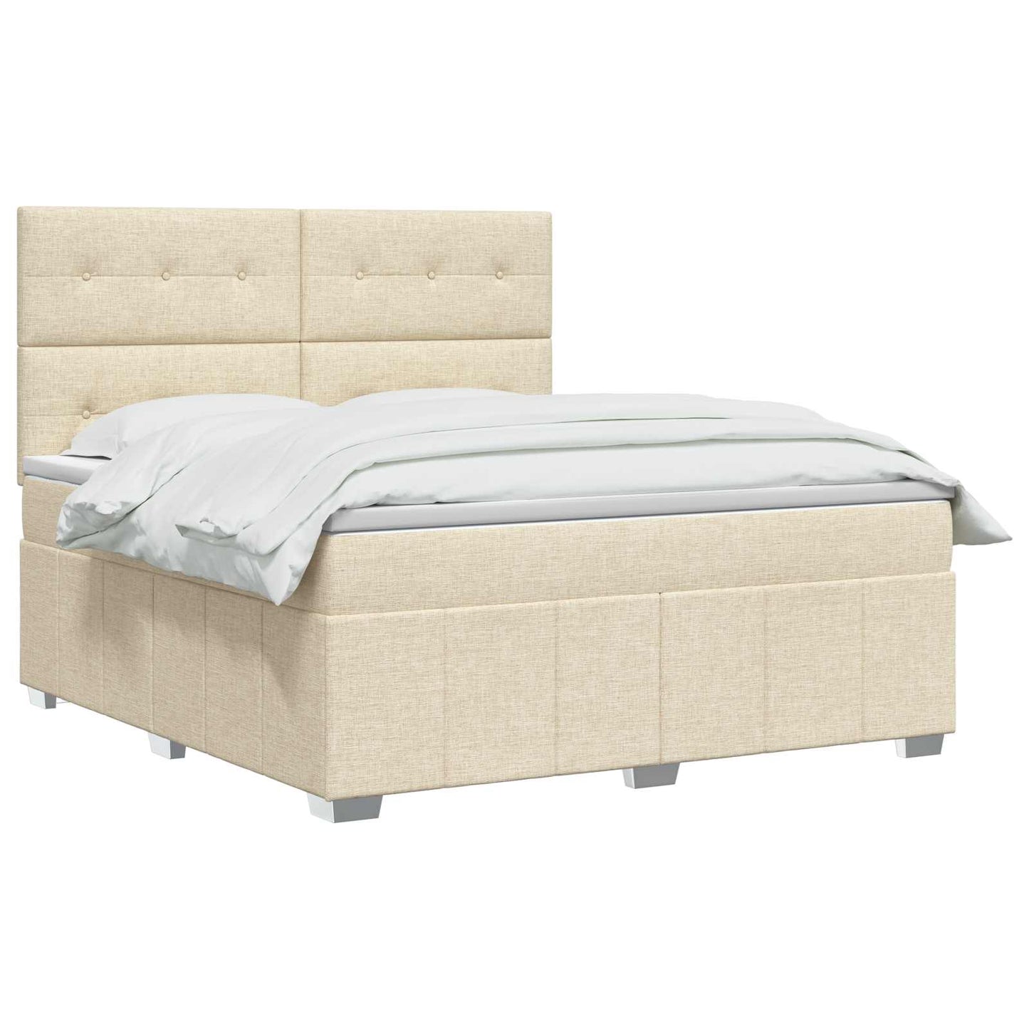Boxspringbed met matras Crèmekleurig 160 x 200 cm Stof is nu te koop bij PeponiXL, paradijselijk wonen!