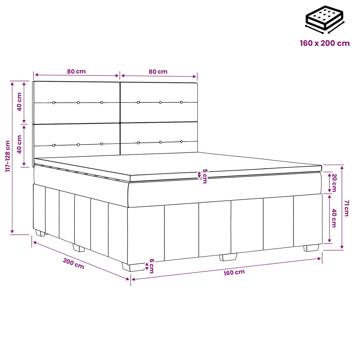 Boxspringbed met matras Crèmekleurig 160 x 200 cm Stof is nu te koop bij PeponiXL, paradijselijk wonen!