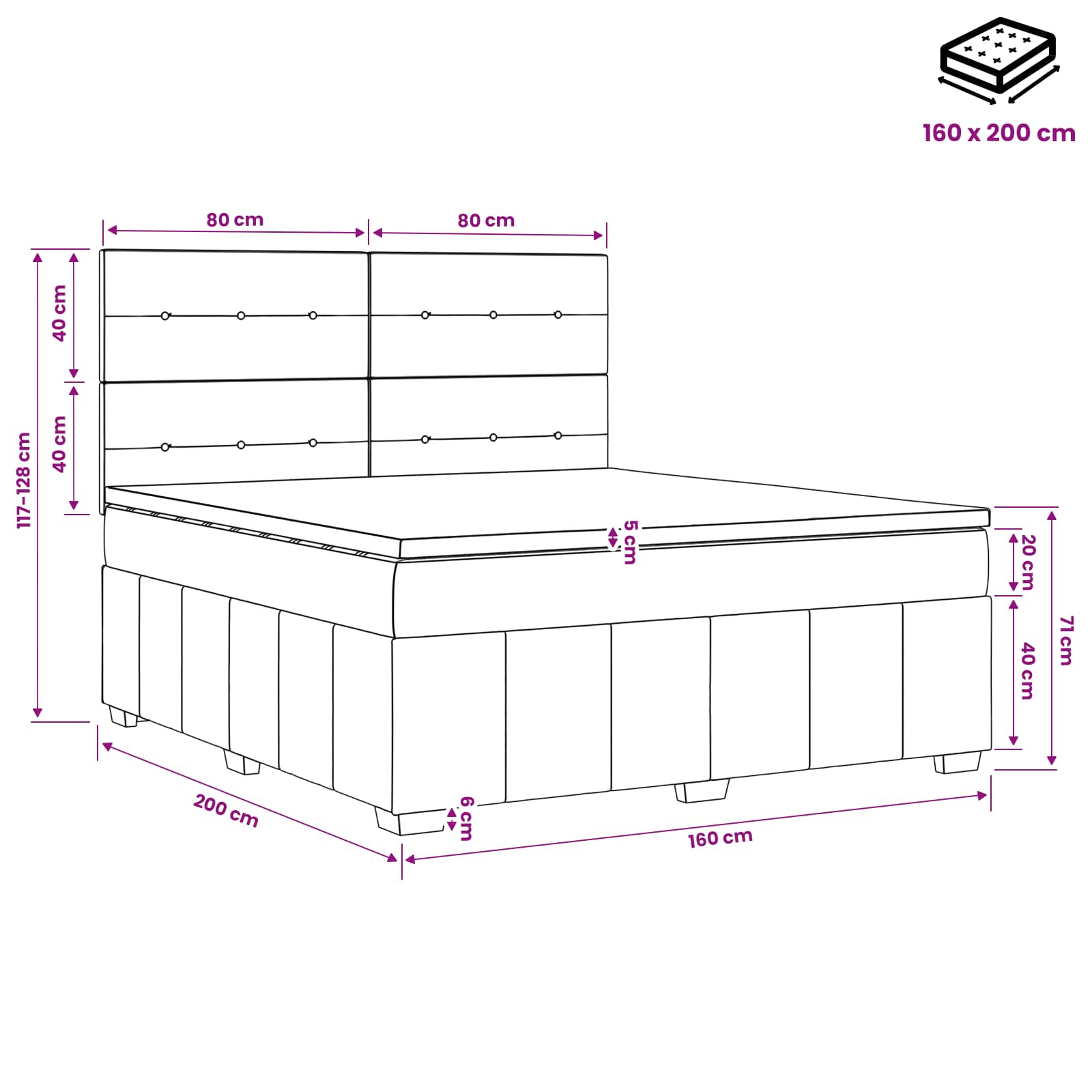 Boxspringbed met matras Crèmekleurig 160 x 200 cm Stof is nu te koop bij PeponiXL, paradijselijk wonen!