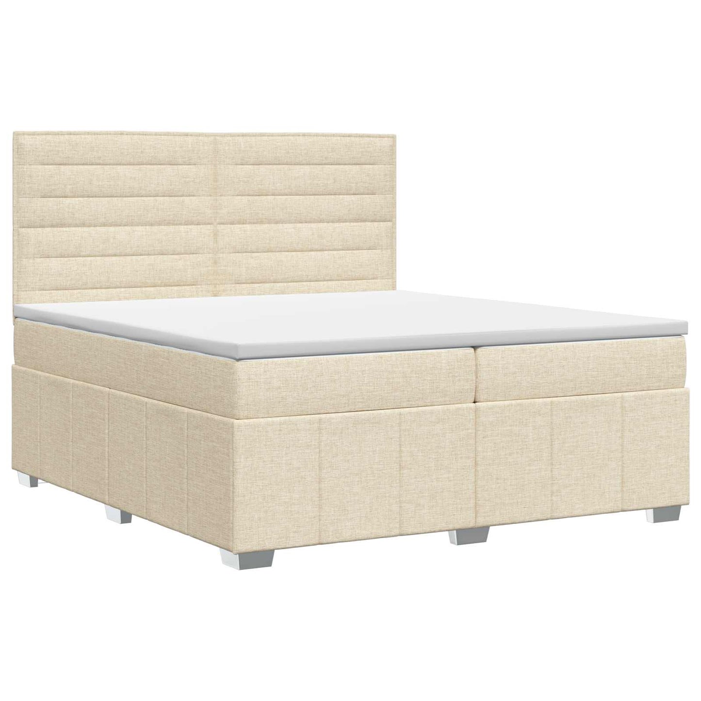Boxspringbed met matras Crèmekleurig 200 x 200 cm Stof is nu te koop bij PeponiXL, paradijselijk wonen!