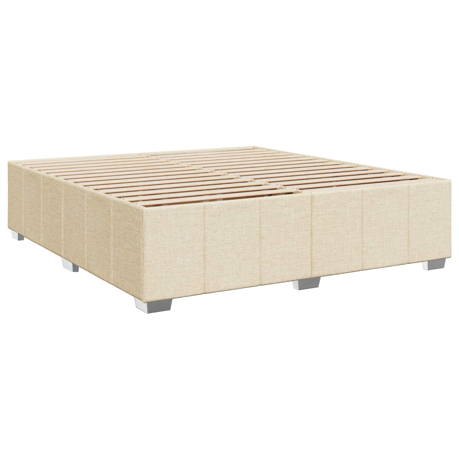 Boxspringbed met matras Crèmekleurig 200 x 200 cm Stof is nu te koop bij PeponiXL, paradijselijk wonen!