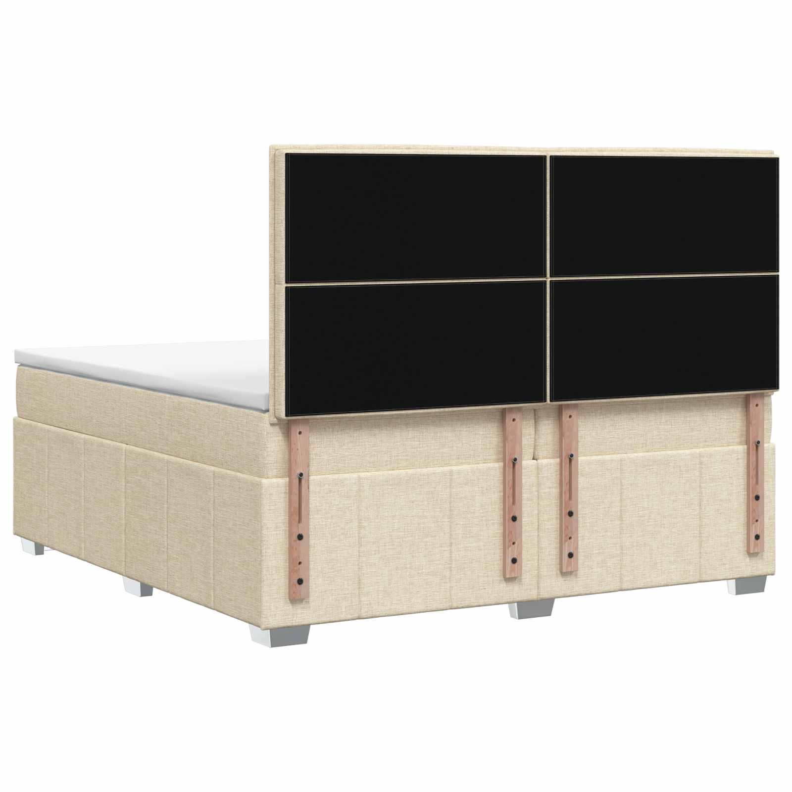 Boxspringbed met matras Crèmekleurig 200 x 200 cm Stof is nu te koop bij PeponiXL, paradijselijk wonen!