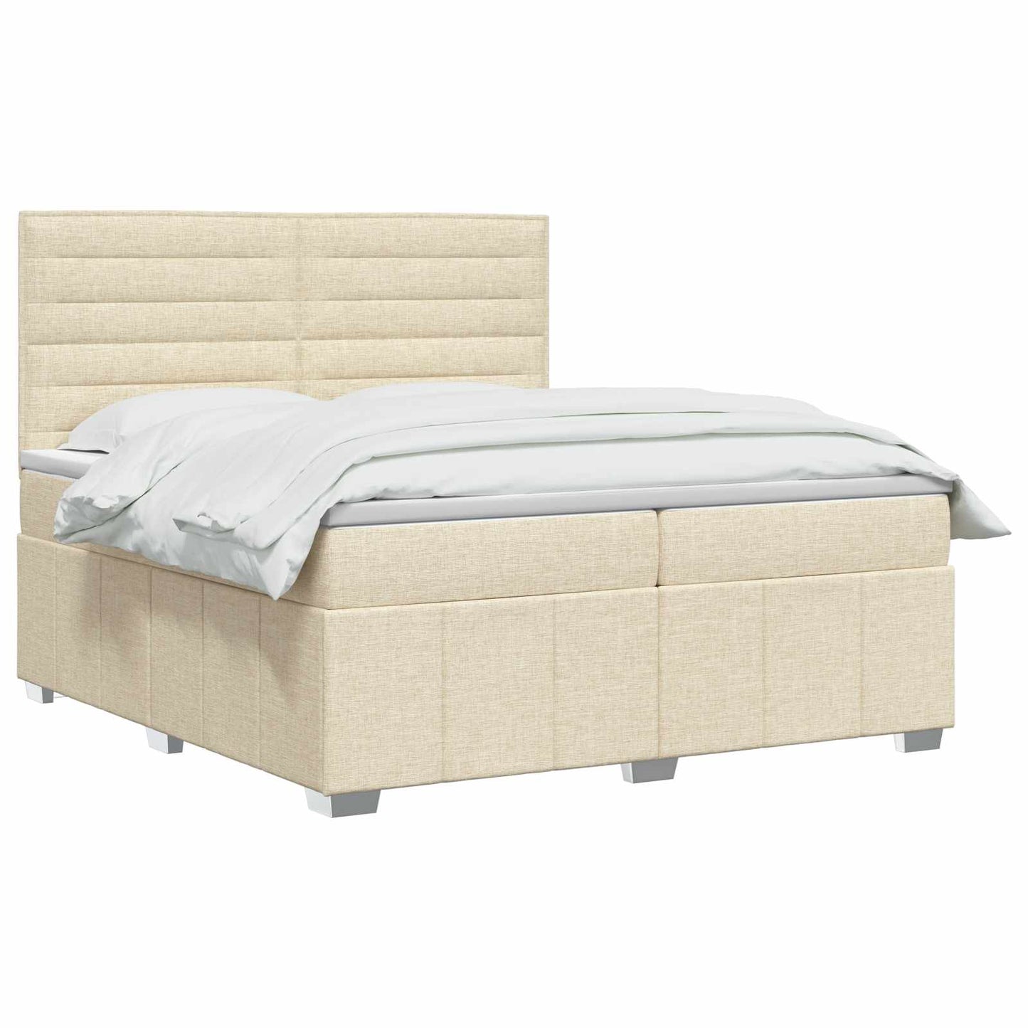 Boxspringbed met matras Crèmekleurig 200 x 200 cm Stof is nu te koop bij PeponiXL, paradijselijk wonen!