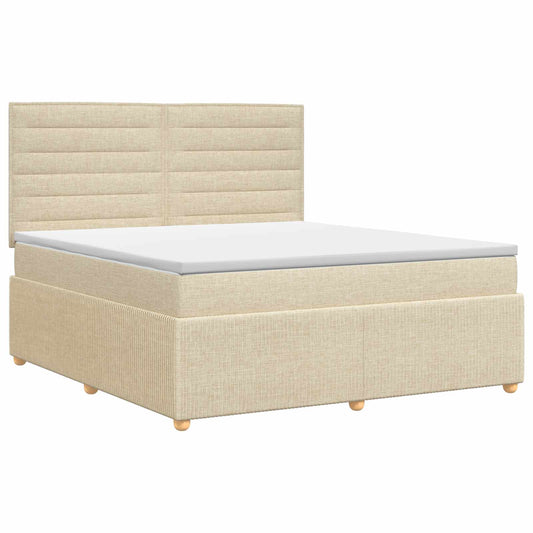 Boxspringbed met matras Crèmekleurig 140 x 190 cm Stof is nu te koop bij PeponiXL, paradijselijk wonen!